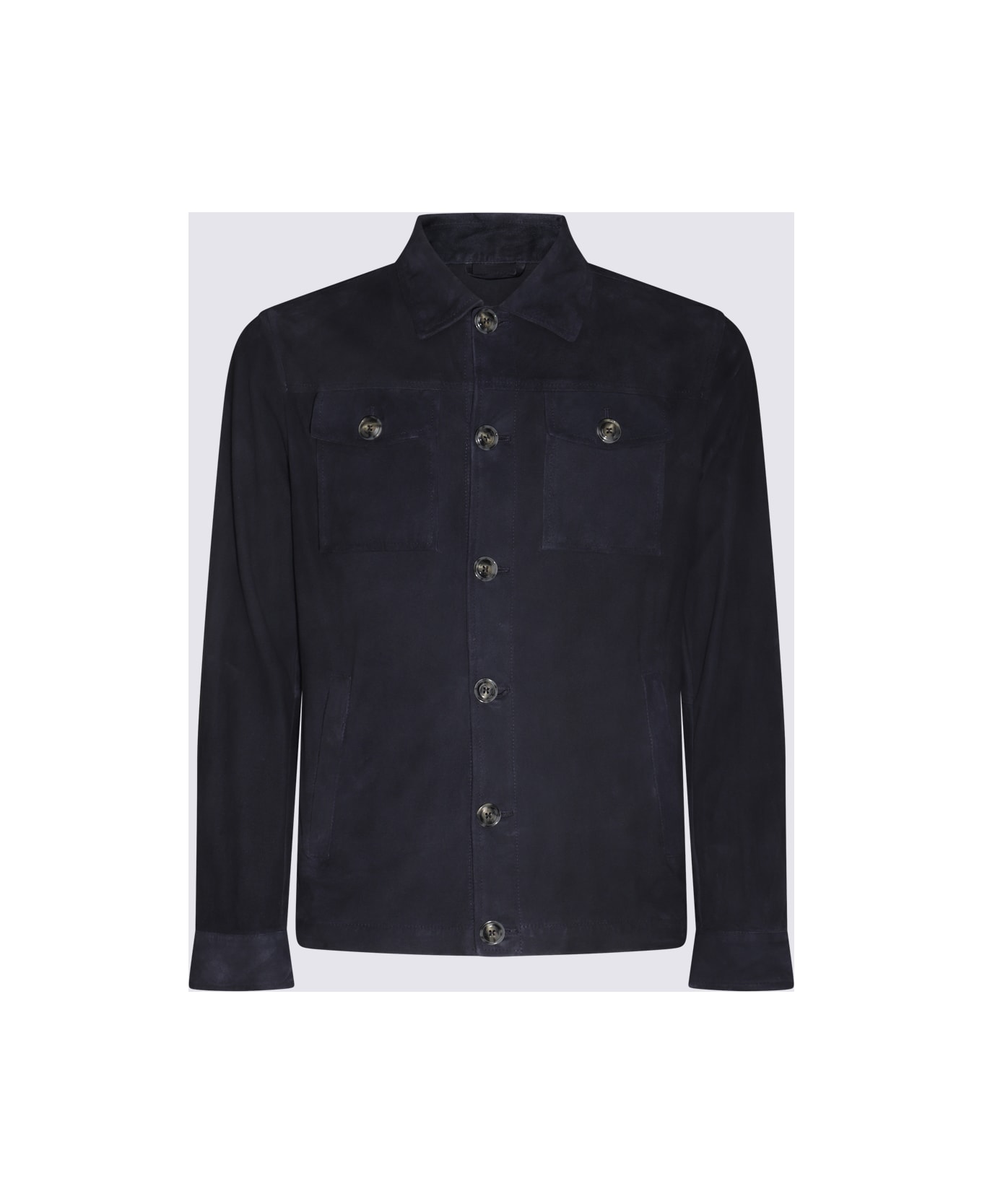 Barba Napoli Dark Blue Leather Jacket - C359