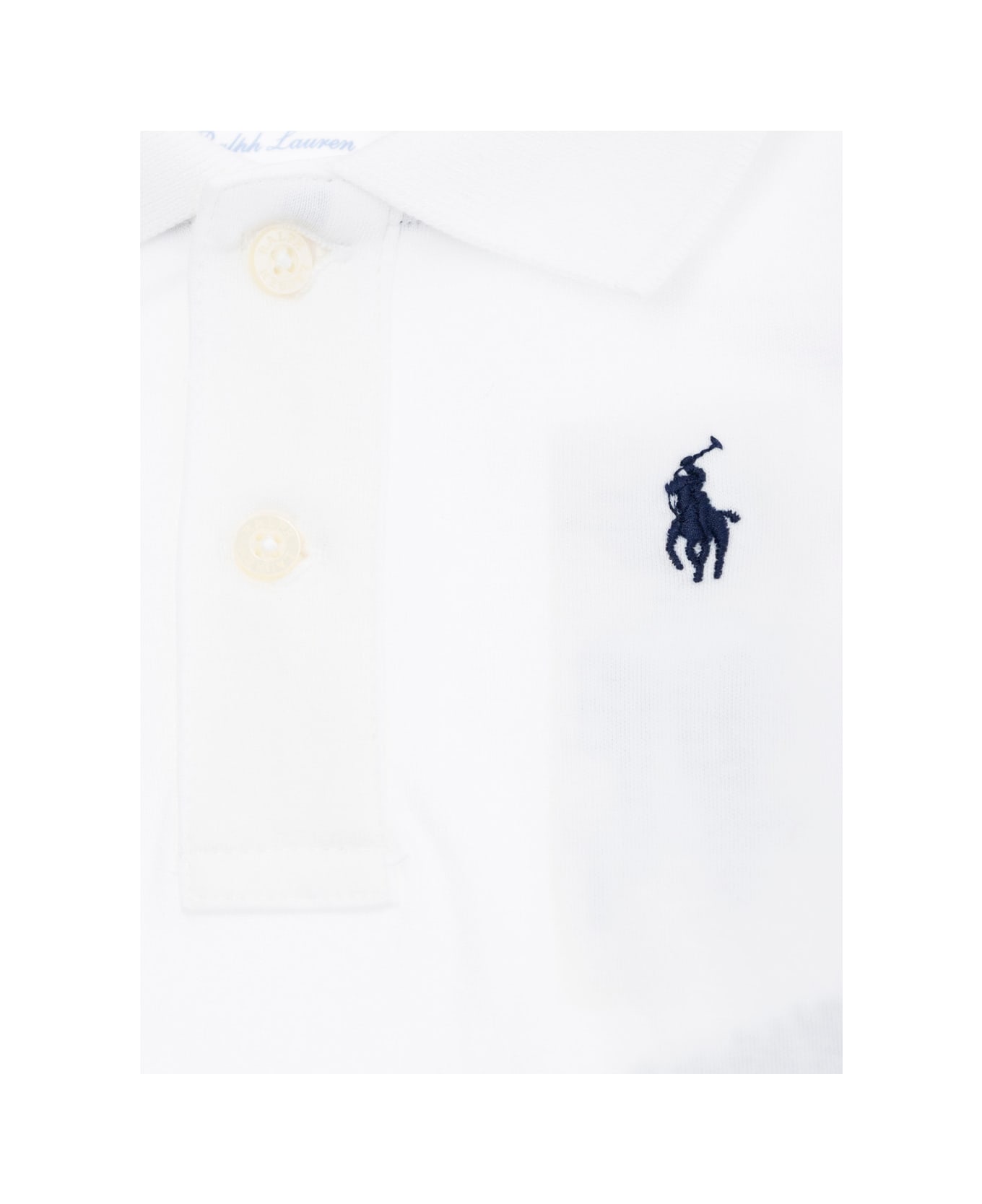 Polo Ralph Lauren White One-piece With Classic Collar And Pony Embroidery On The Front In Cotton Baby - White