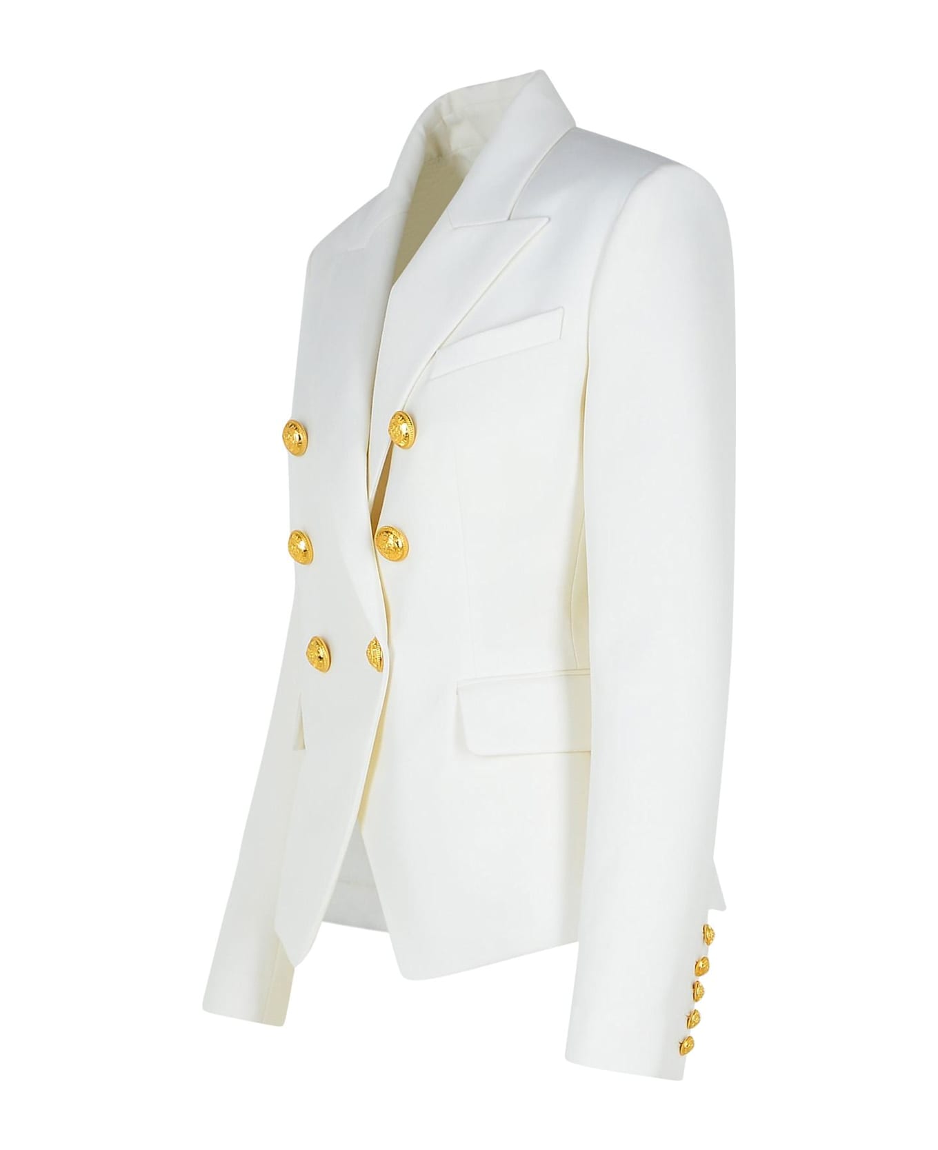 Balmain White Virgin Wool Blazer - White