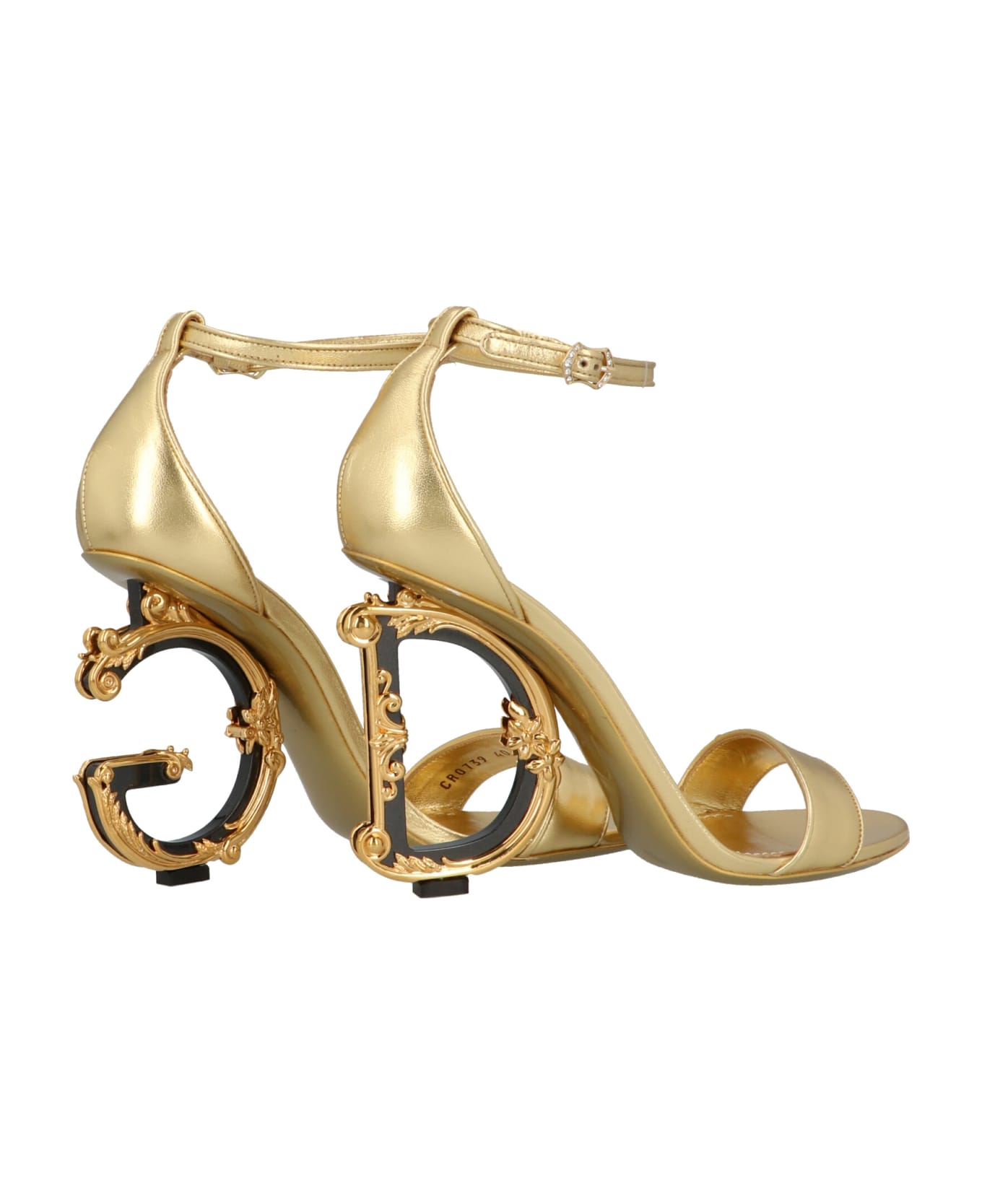 Dolce & Gabbana Logo Heel Sandals - Gold