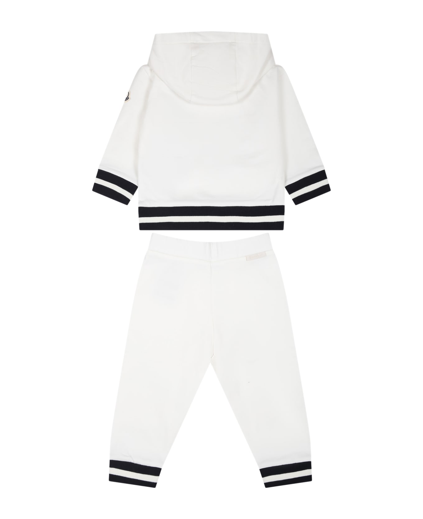 Moncler White Set For Baby Boy With Logo - White ボトムス