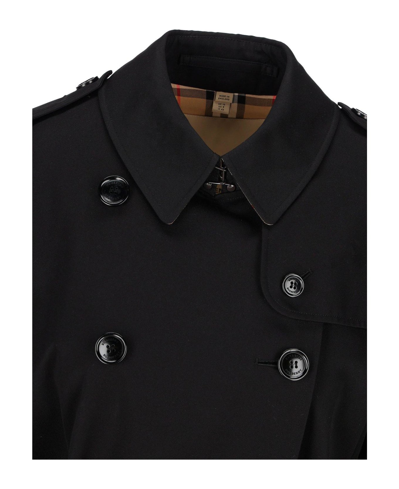 Burberry Double Breasted Belted-waist Coat - Black レインコート