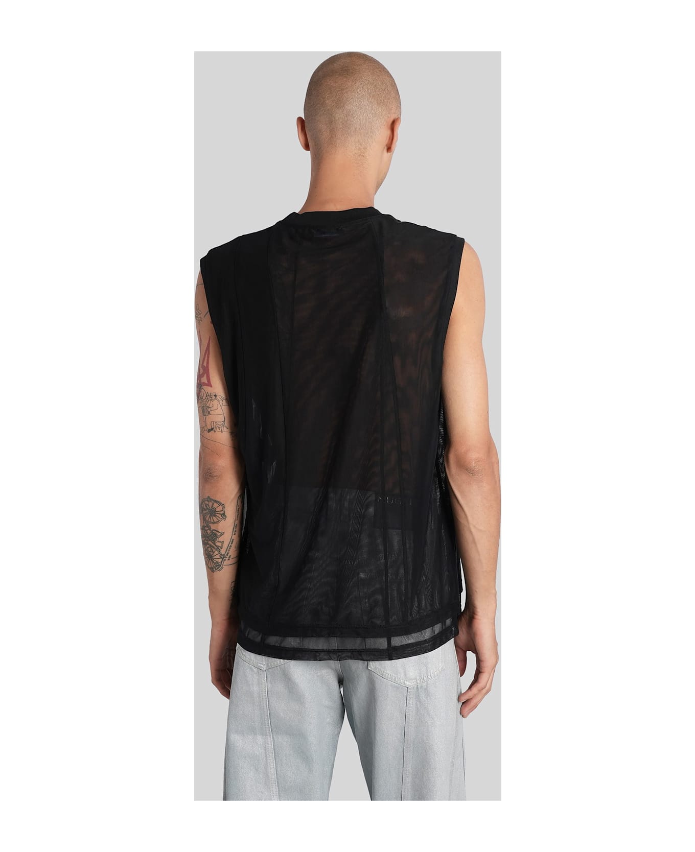 Mugler Tank Top In Black Polyamide - black