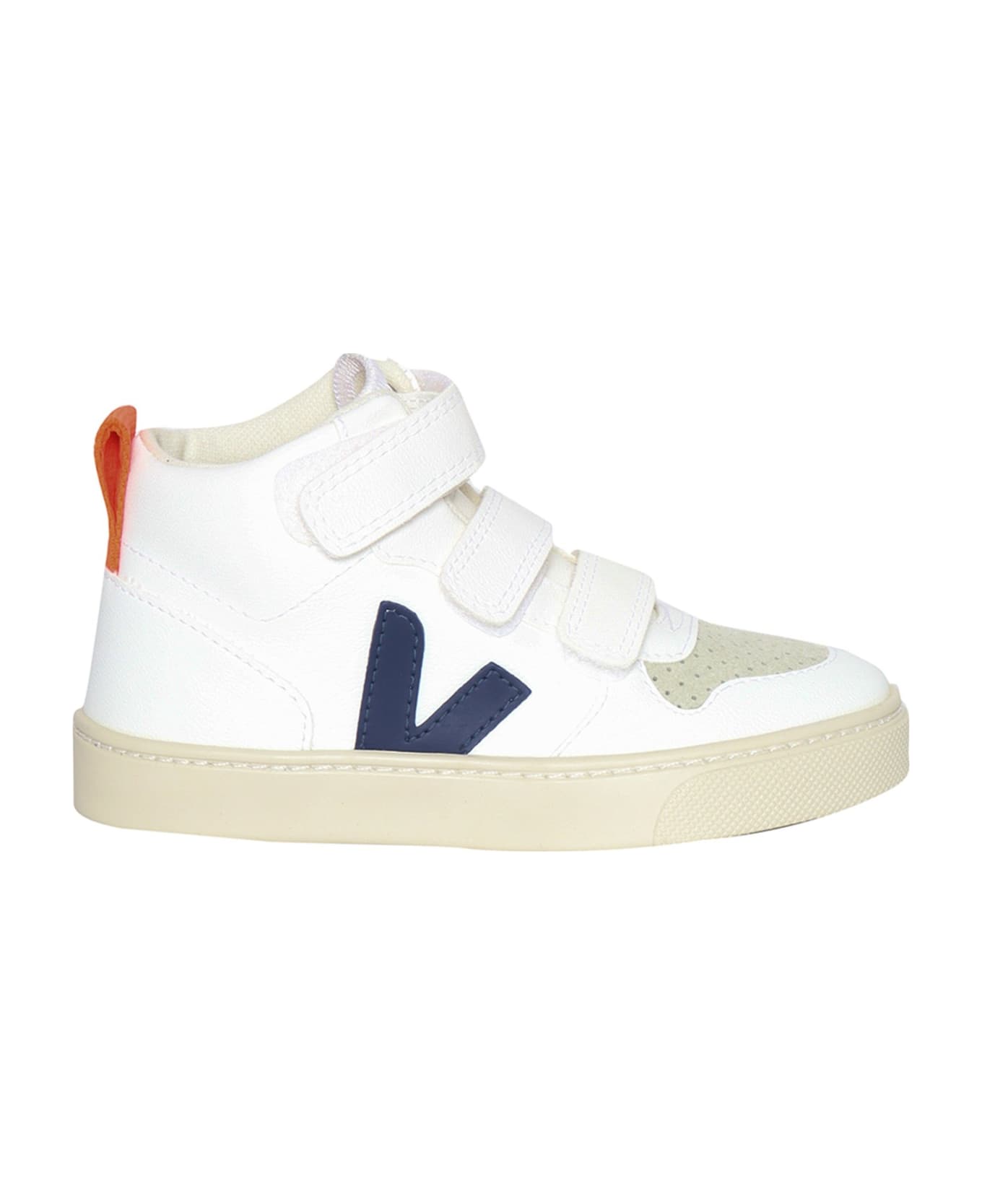 Veja Small V-10 Mid Cwl White_cobalte_orange-fluo Sneakers - WHITE