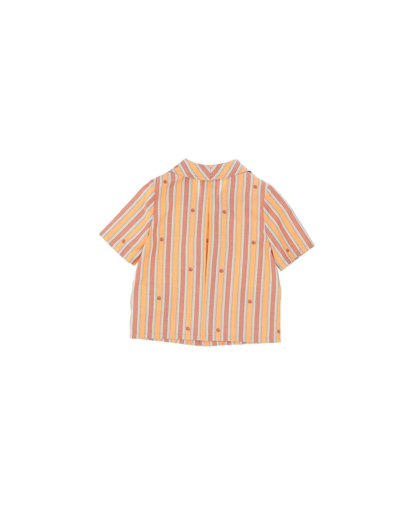 Gucci Striped Short-sleeved Shirt - Coral Water シャツ