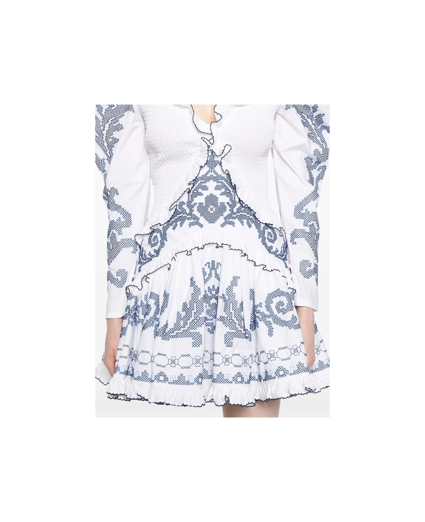 ALEMAIS Dress - WHITE/BLUE