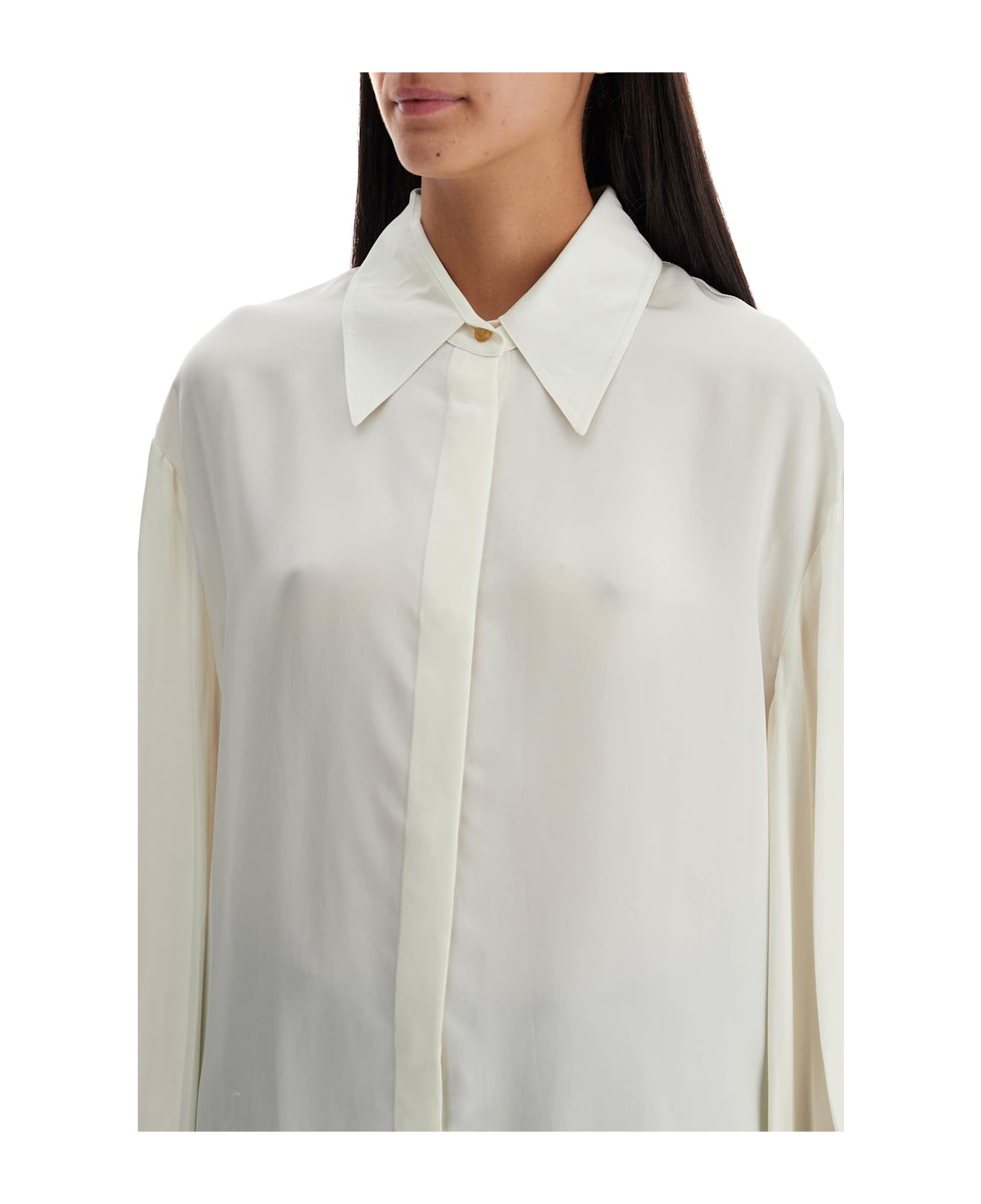 Khaite 'the Bam Top' Pleated Shirt - Cream