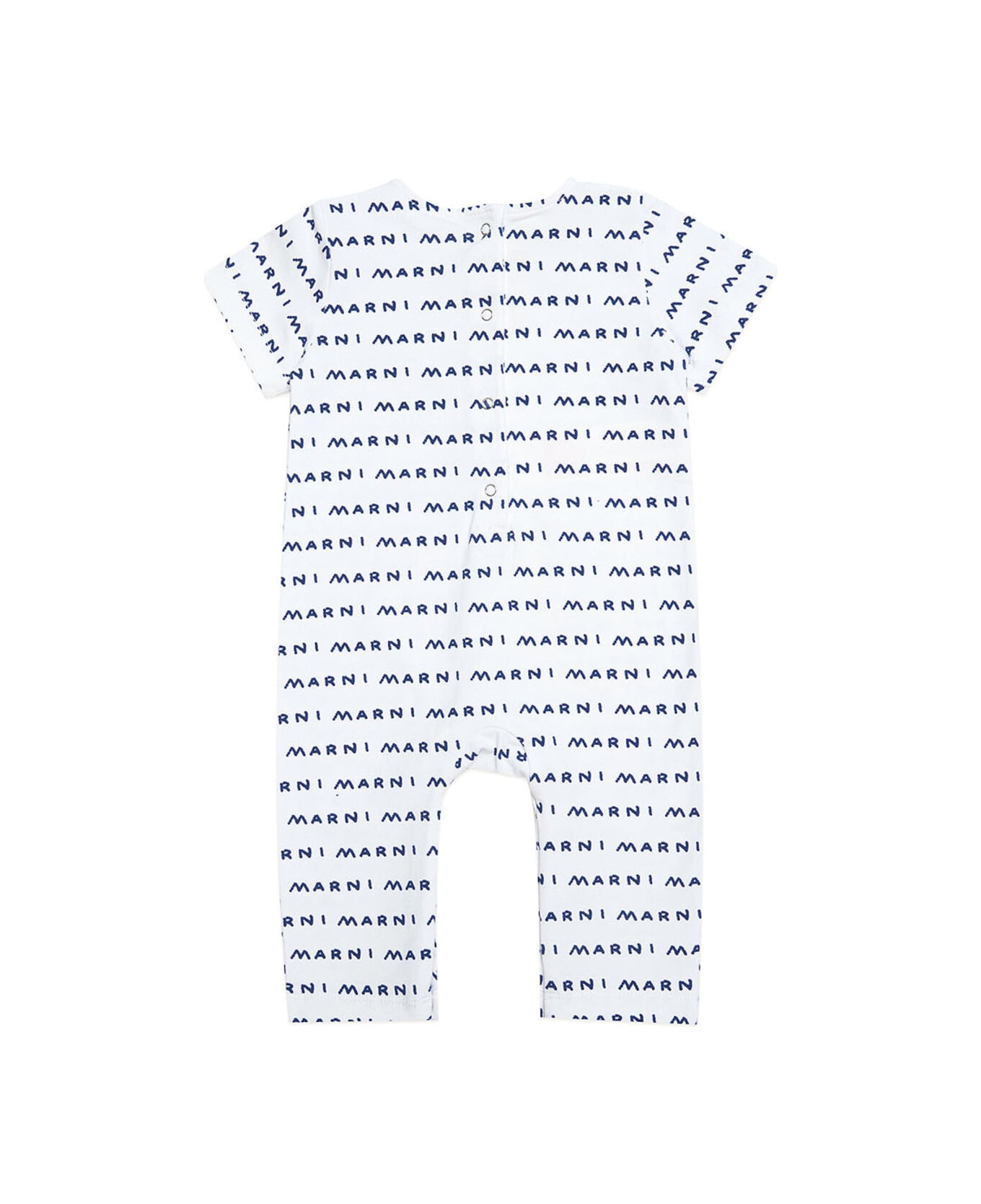 Marni Mj27nb Overalls Marni White Short-sleeved Jersey Jumpsuit With Handmade Allover Logo - White