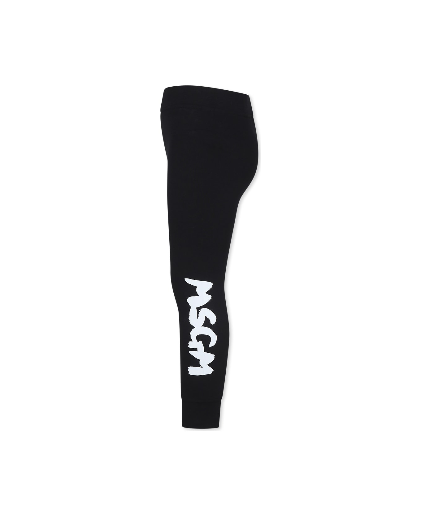 MSGM Black Leggings For Girl With Logo - Black