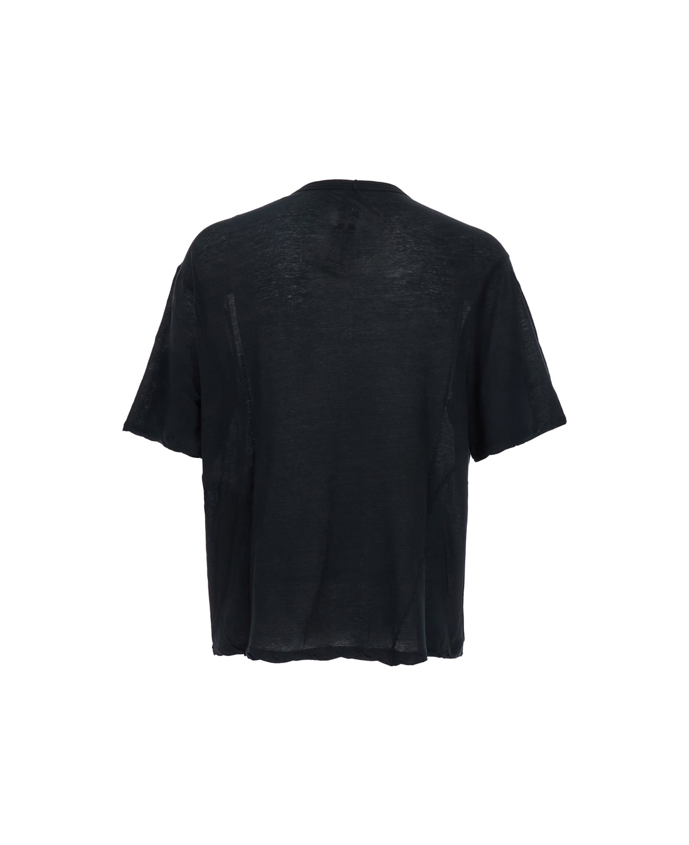 Rick Owens 
brad
 Black Crewneck T-shirt With Rear Stitching In Cotton Man - Black