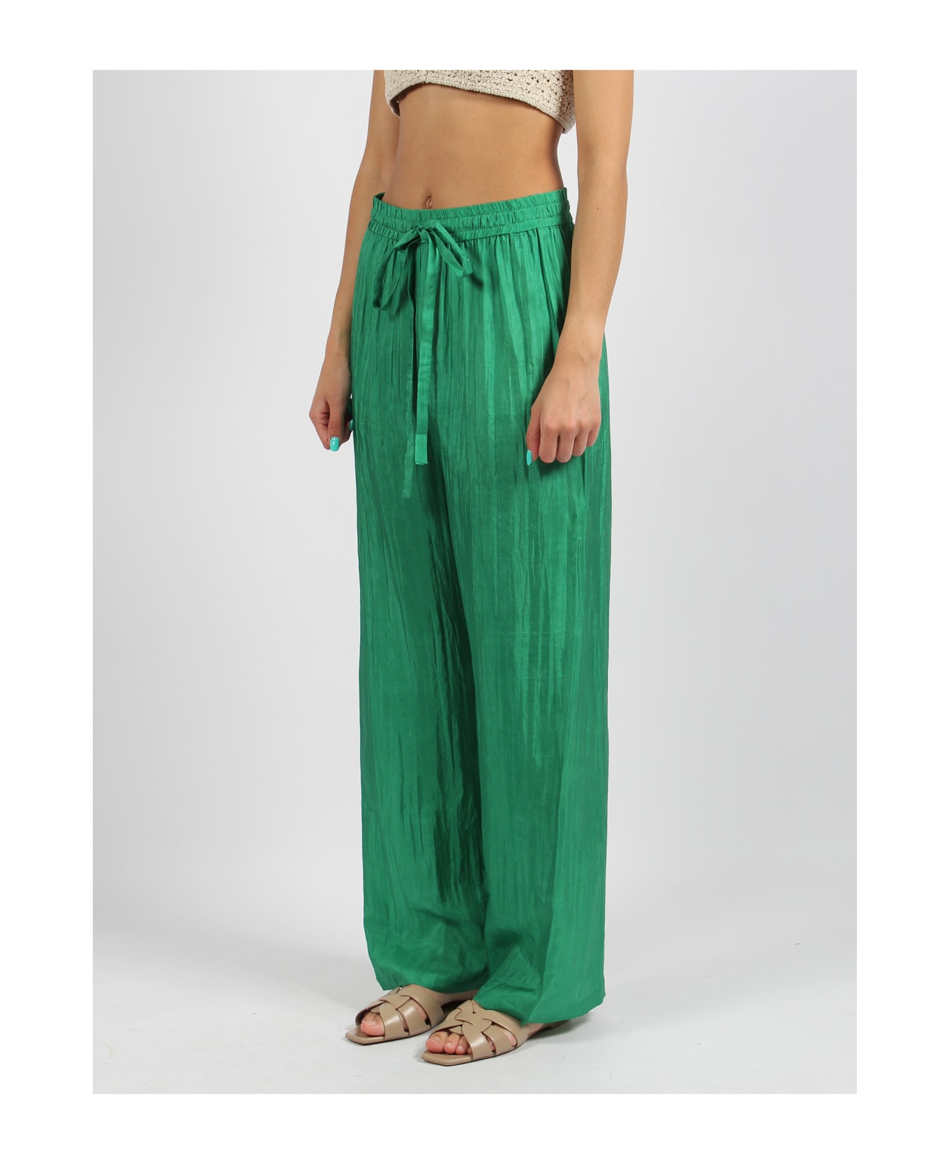 The Rose Ibiza Silk Trousers - Green