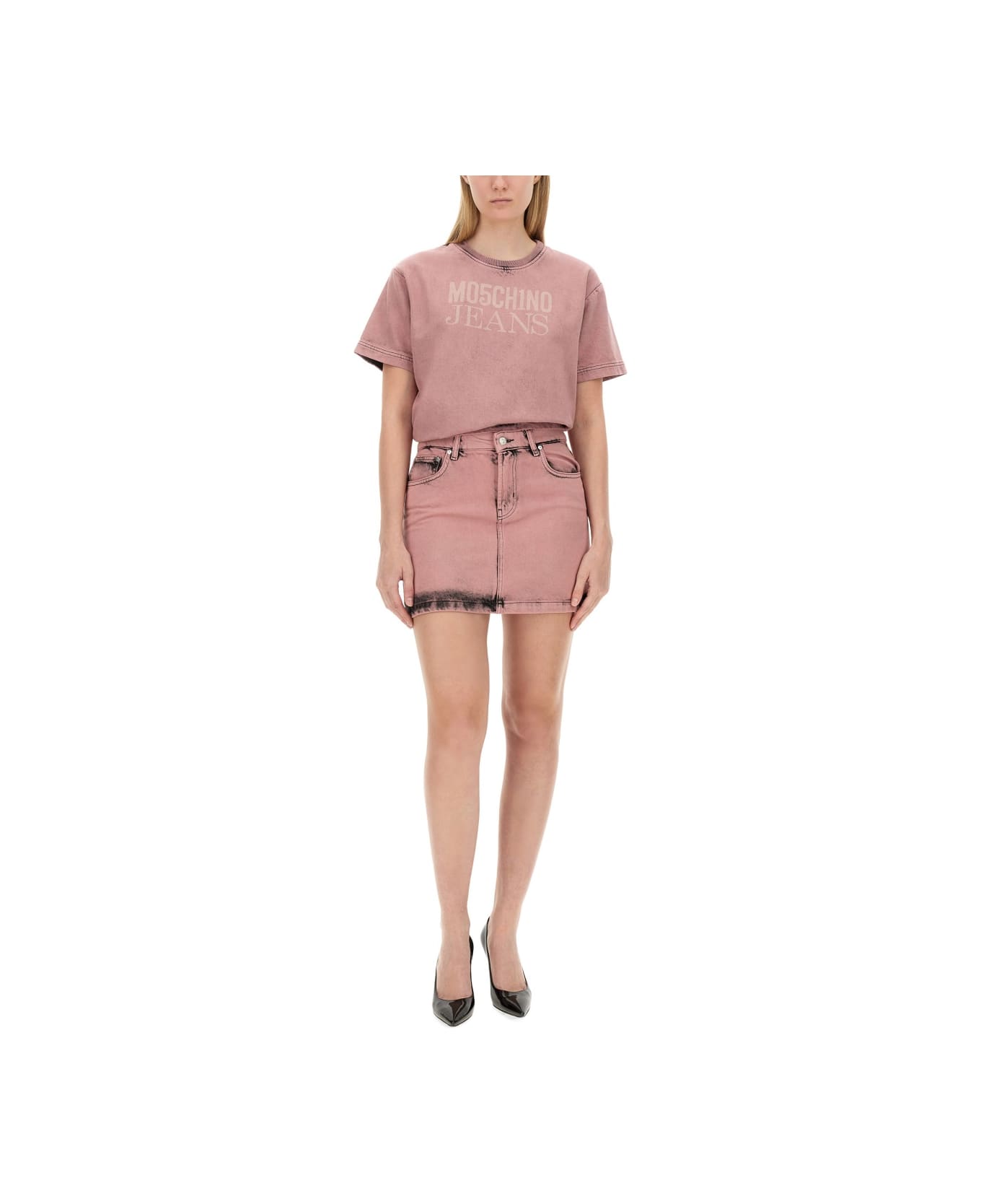 M05CH1N0 Jeans Mini Skirt - PINK