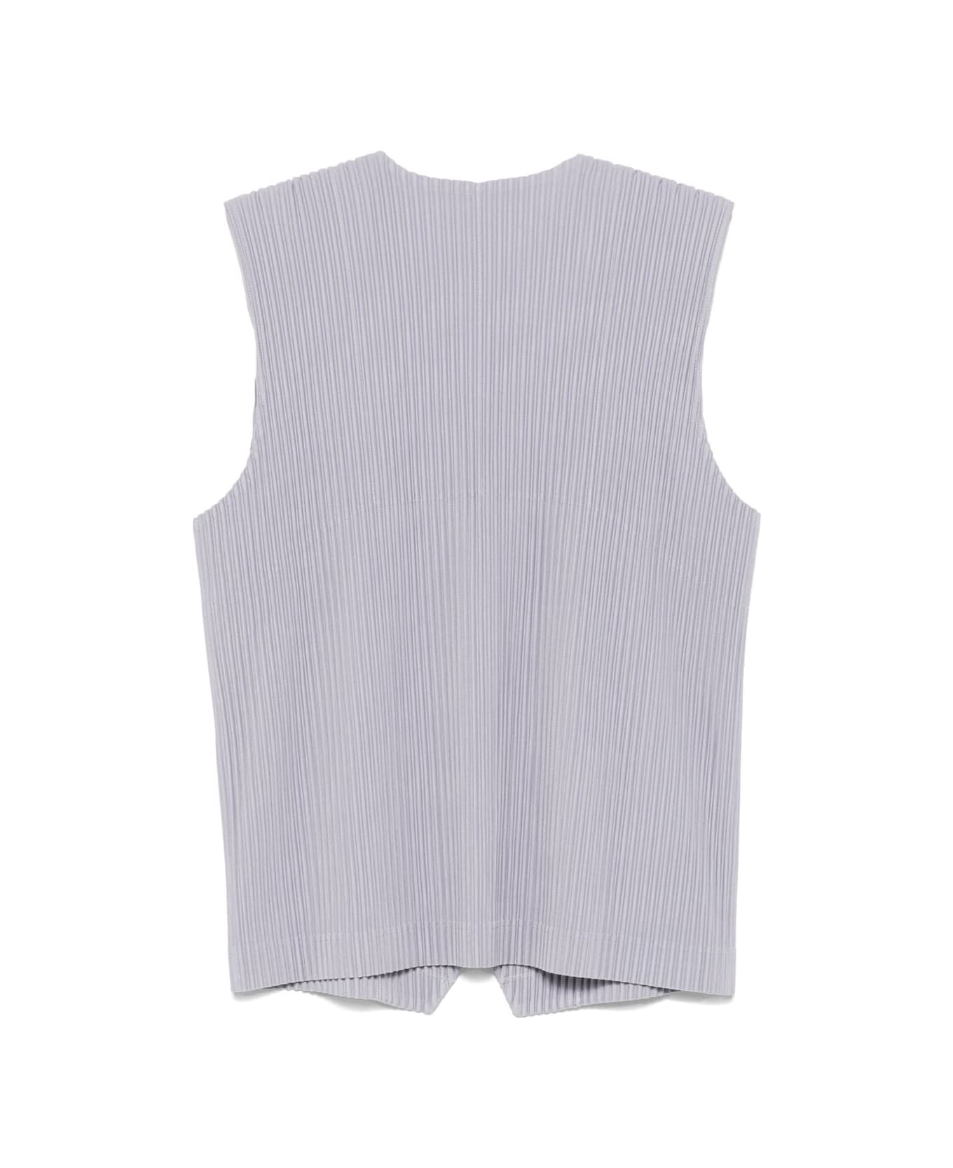 Homme Plissé Issey Miyake Pleated V-necked Vest - Grey