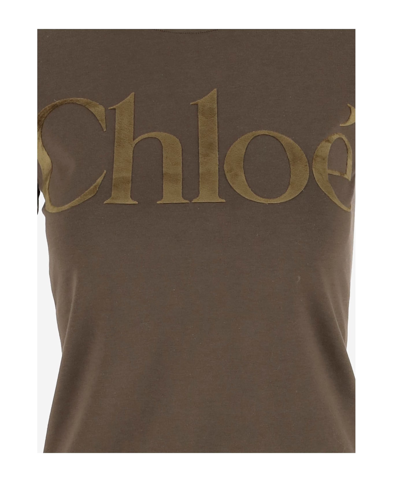 Chloé Cotton Jersey T-shirt With Logo - Green