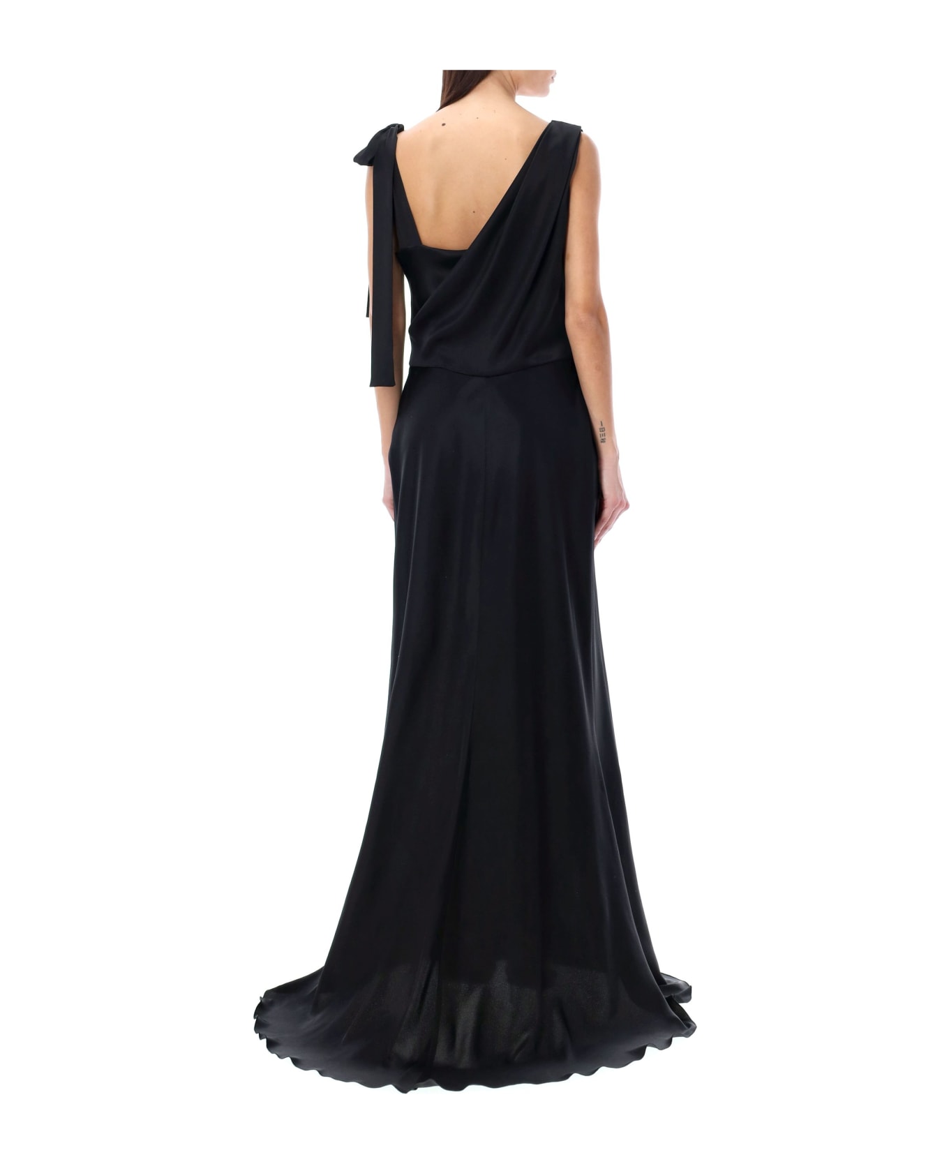 Alberta Ferretti Draped Long Dress - BLACK