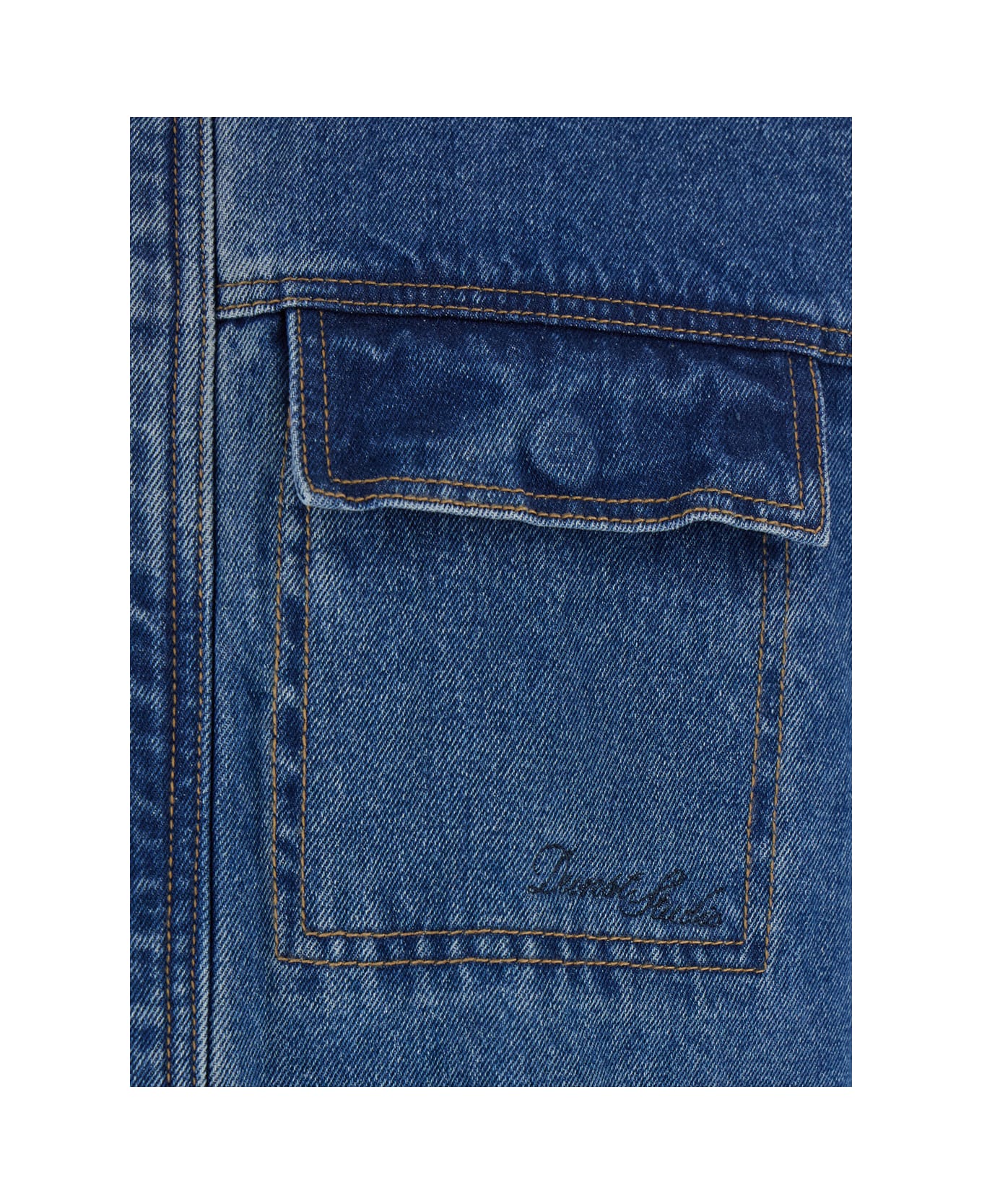 Dunst Blue Jacket With Contrast Collar And Patch Pockets On The Chest In Cotton Woman - Blu