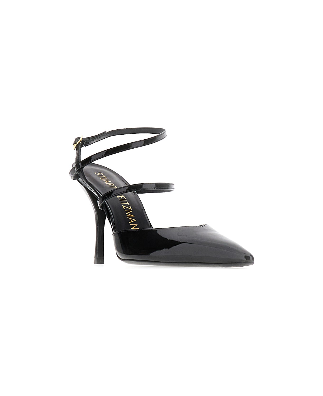 Stuart Weitzman Black Leather Strapeze Pumps - BLK