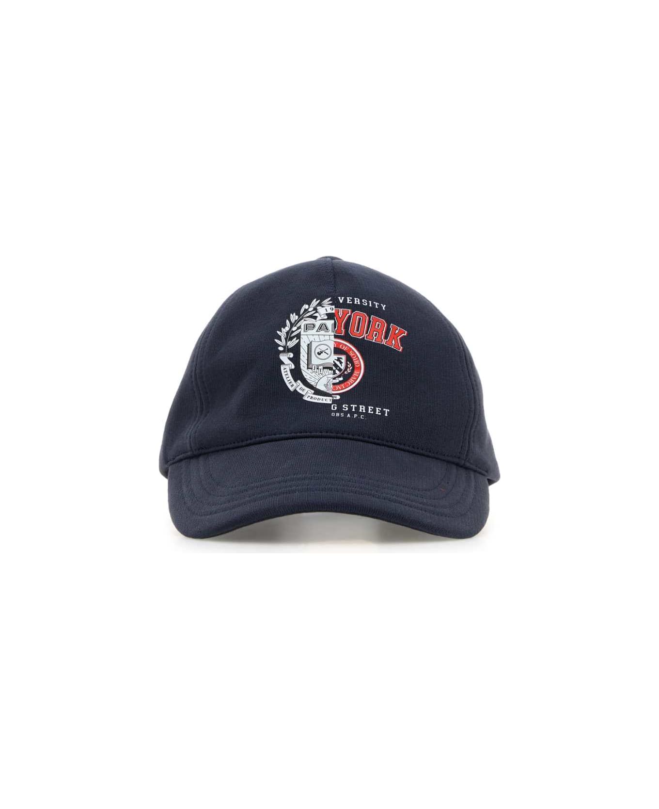 A.P.C. Denim Blue Cotton A.p.c. X Marc Jacobs Baseball Cap - DARKNAVY
