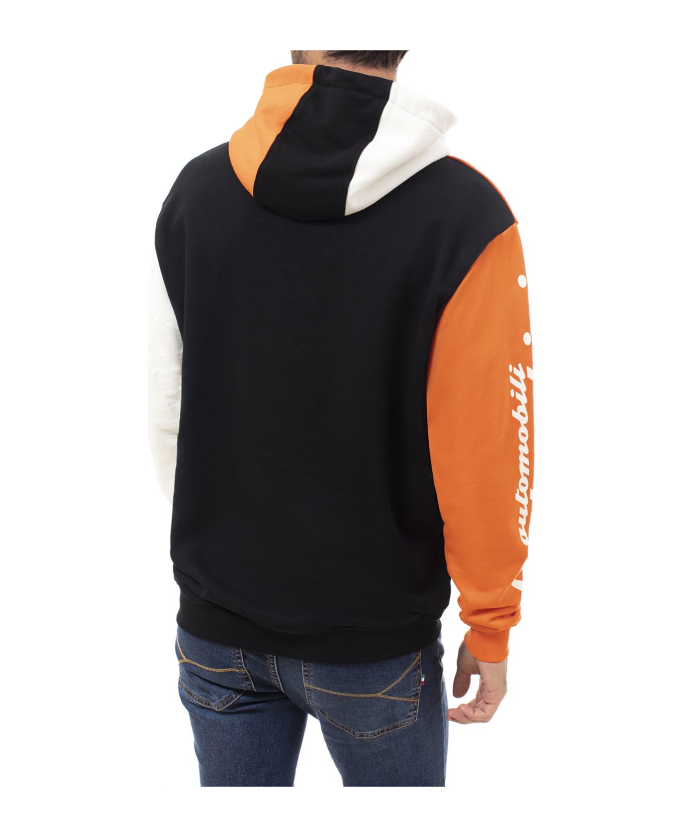 Automobili Lamborghini Loose Fit Isi White Colour Block Sweatshirt - AVORIO