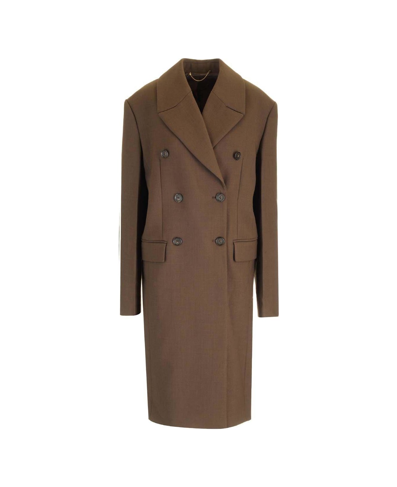 Totême Broad Double-breasted Midi Coat - 213 BARK