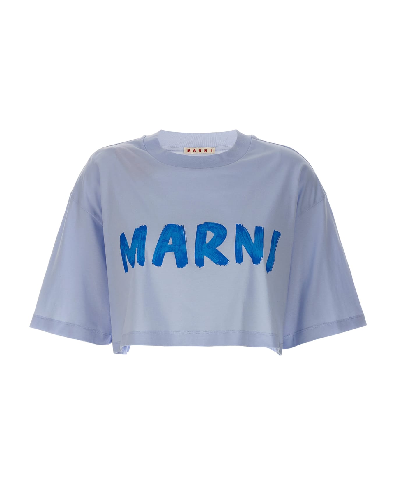Marni Logo Print Crop T-shirt - Light Blue