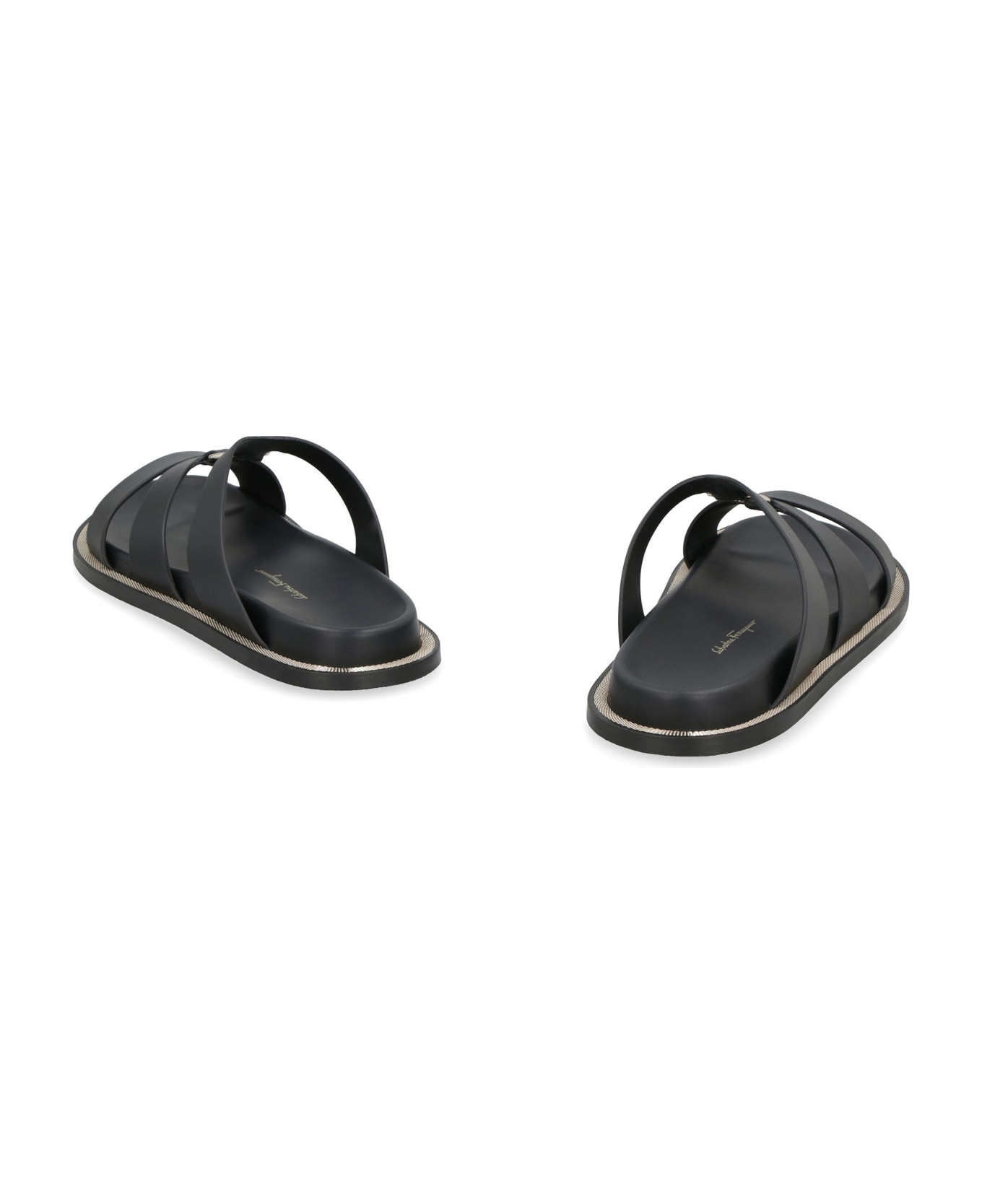 Ferragamo Mikela Leather Slides - black