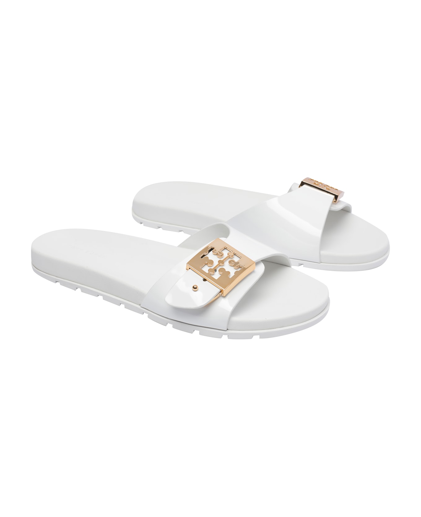 Tory Burch Buckle Slide Sandals - White