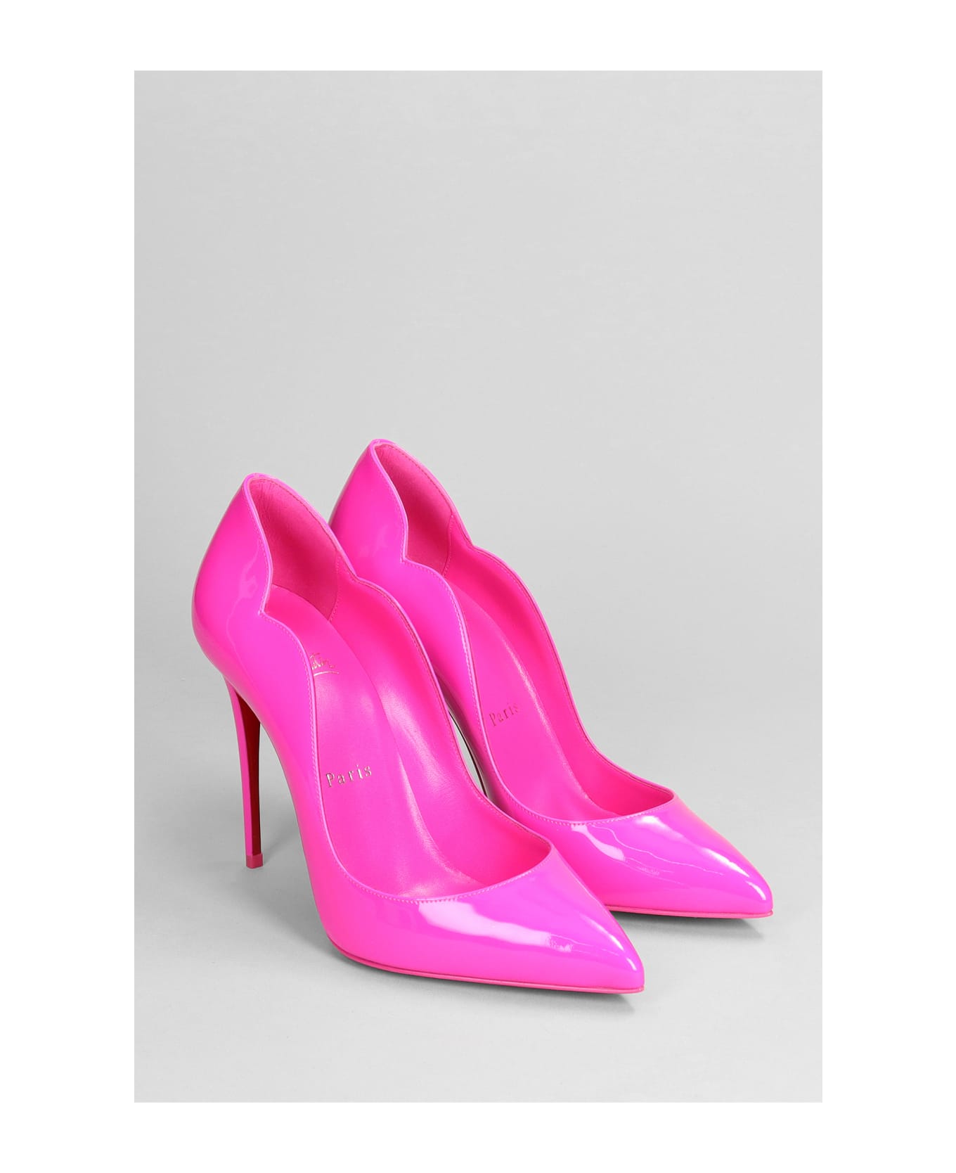 Christian Louboutin Hot Chick Sling 100 Pumps In Fuxia Patent Leather - fuxia ハイヒール
