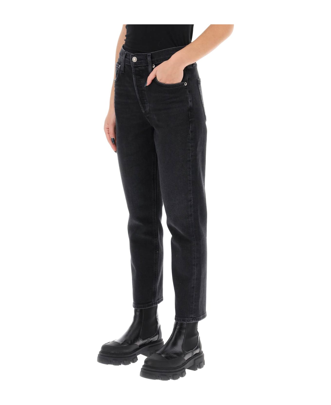 AGOLDE Riley High-waisted Cropped Jeans - PANORAMIC (Black)