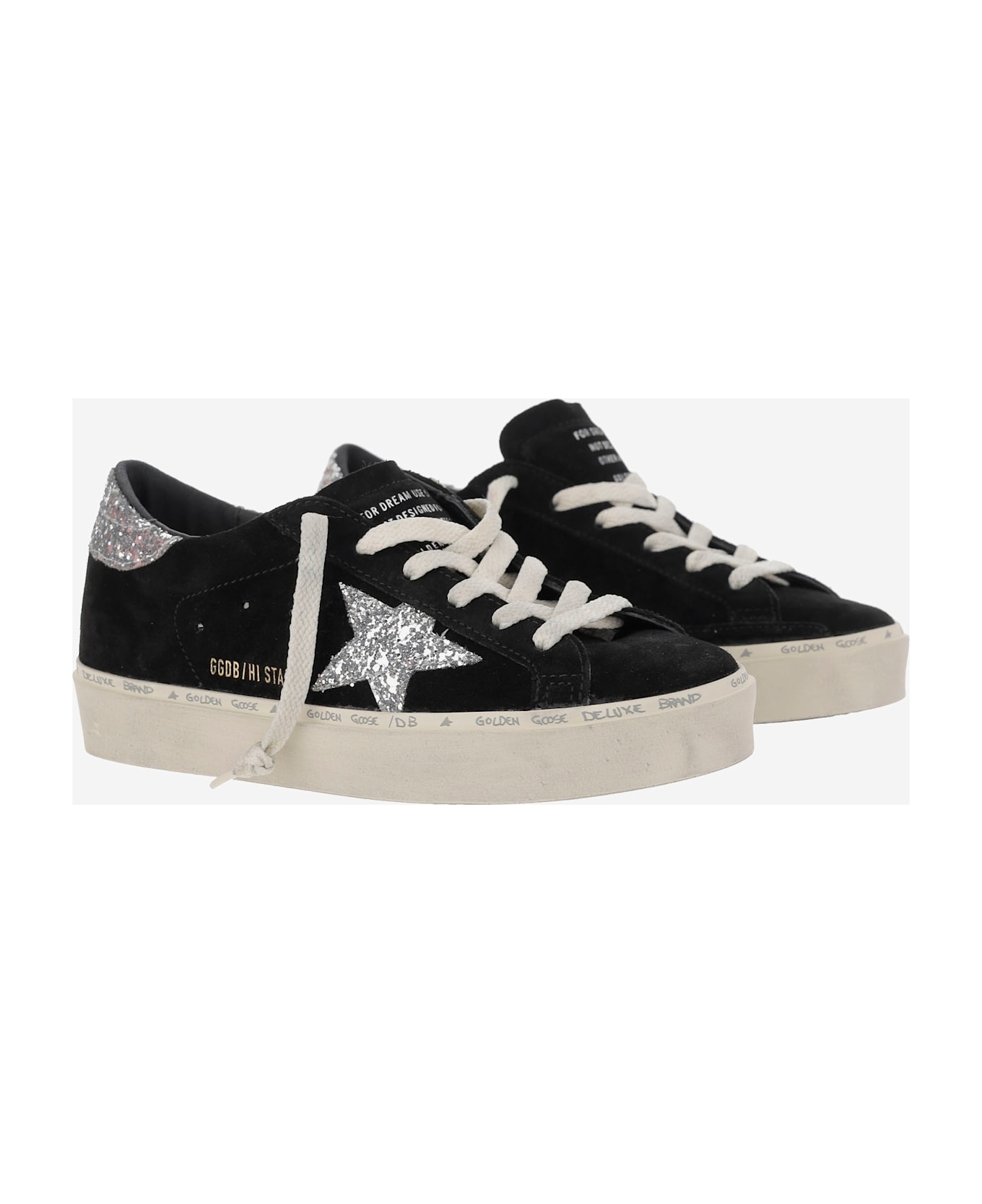 Golden Goose Black Leather Hi Star Sneakers - Red