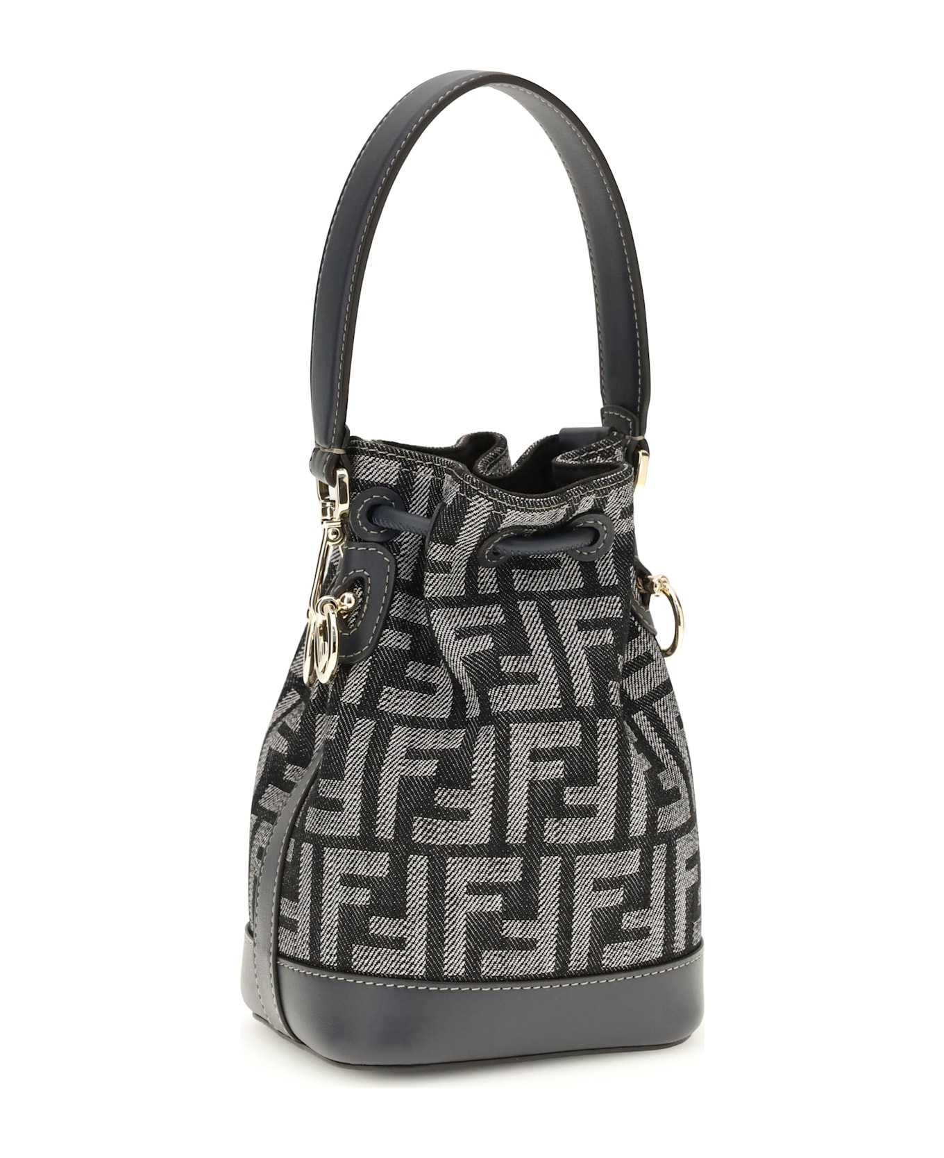 Fendi Mon Tresor Denim-effect Ff Jacquard Mini Bucket Bag