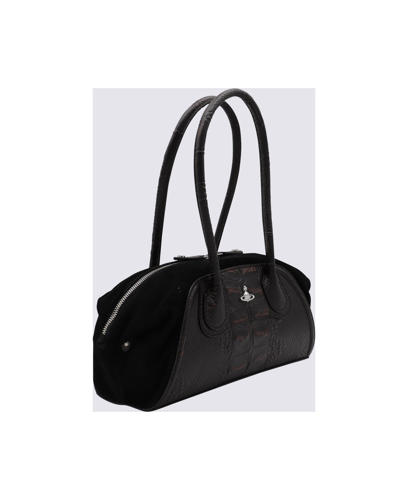 Vivienne Westwood Black Leathee Top Handle Bag - BROWN/BLACK