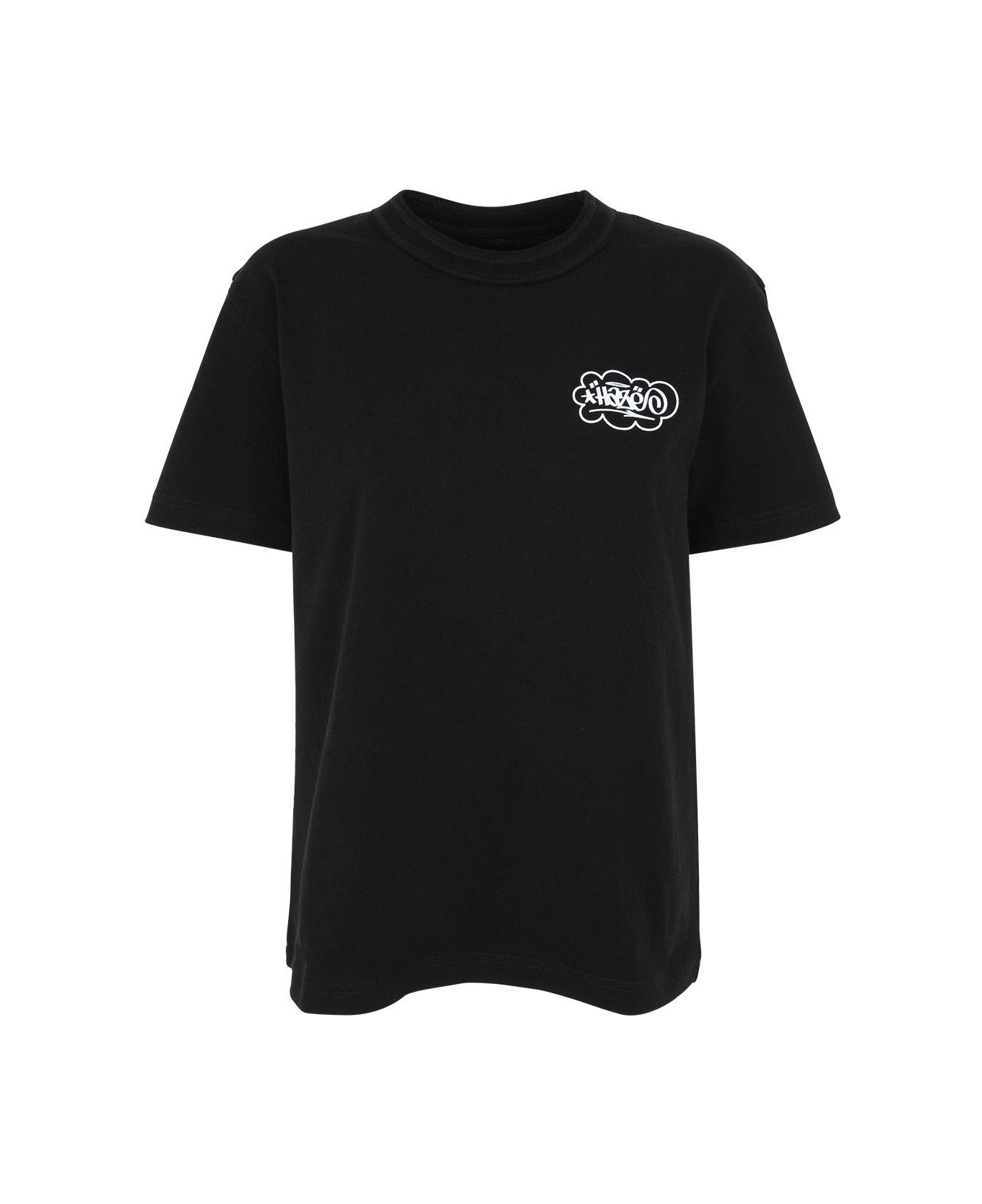 Sacai Slogan Printed Crewneck T-shirt - Black シャツ