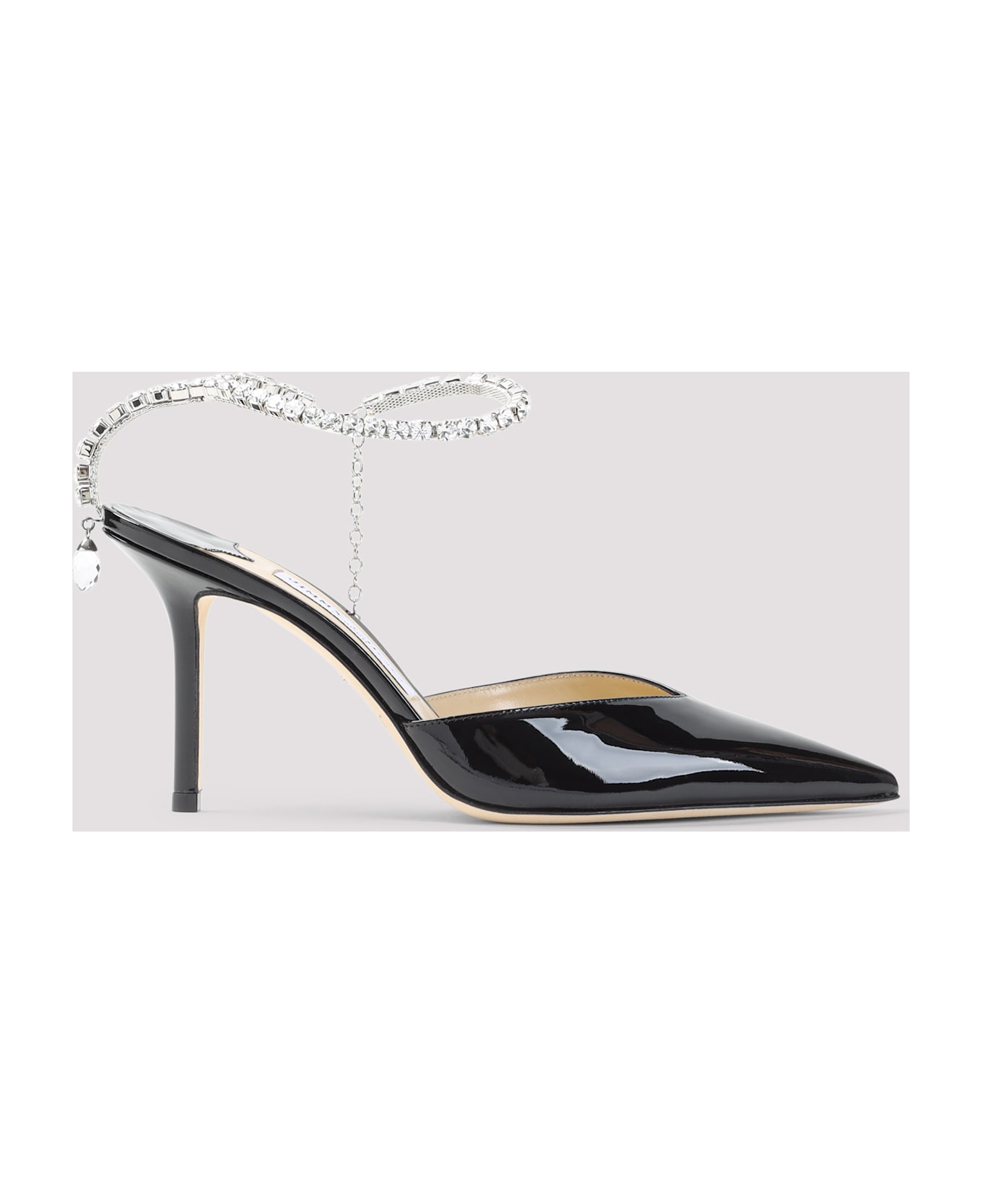 Jimmy Choo Saeda 85 Patent Leather Pumps - Black Crystal