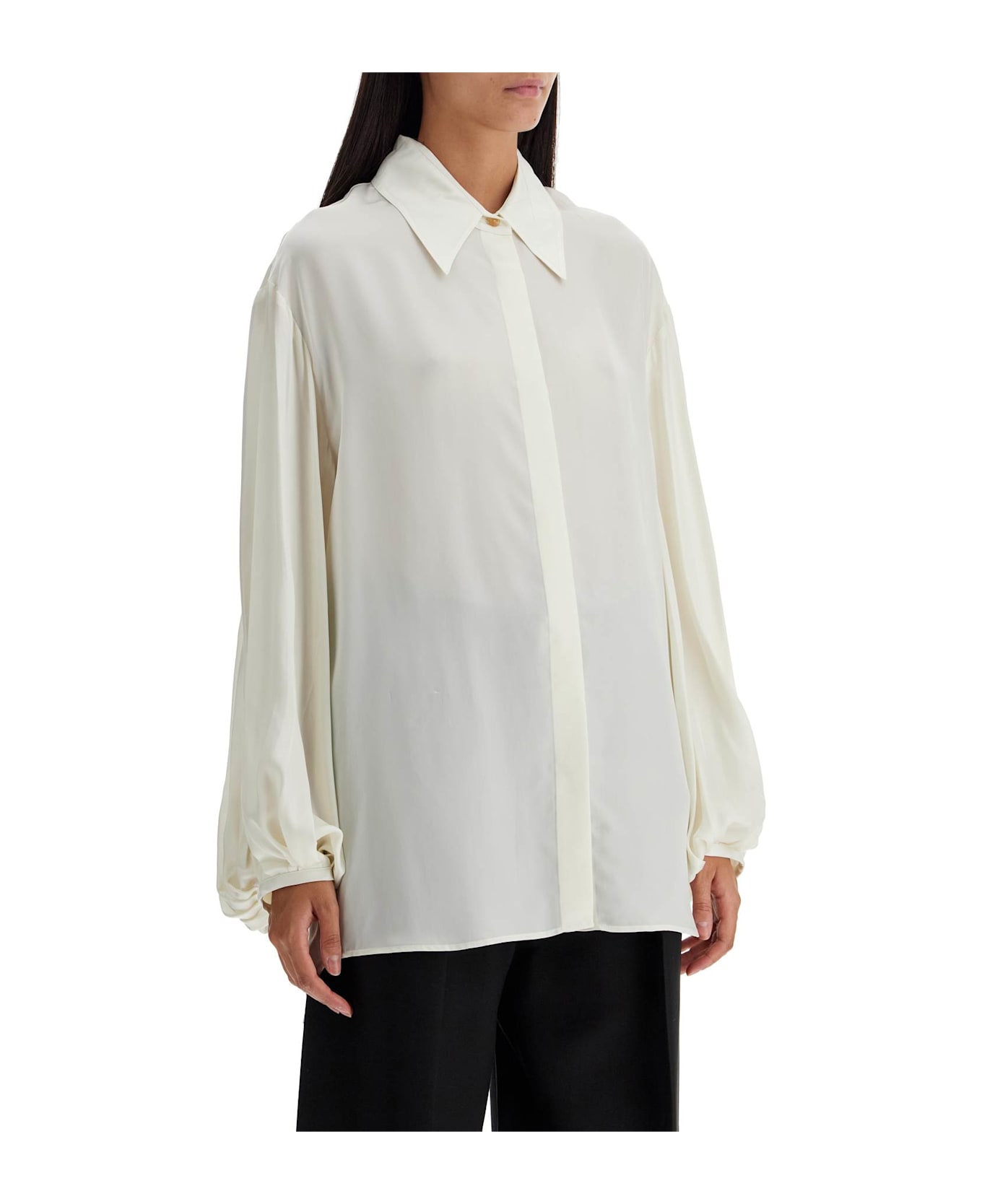 Khaite 'the Bam Top' Pleated Shirt - Cream