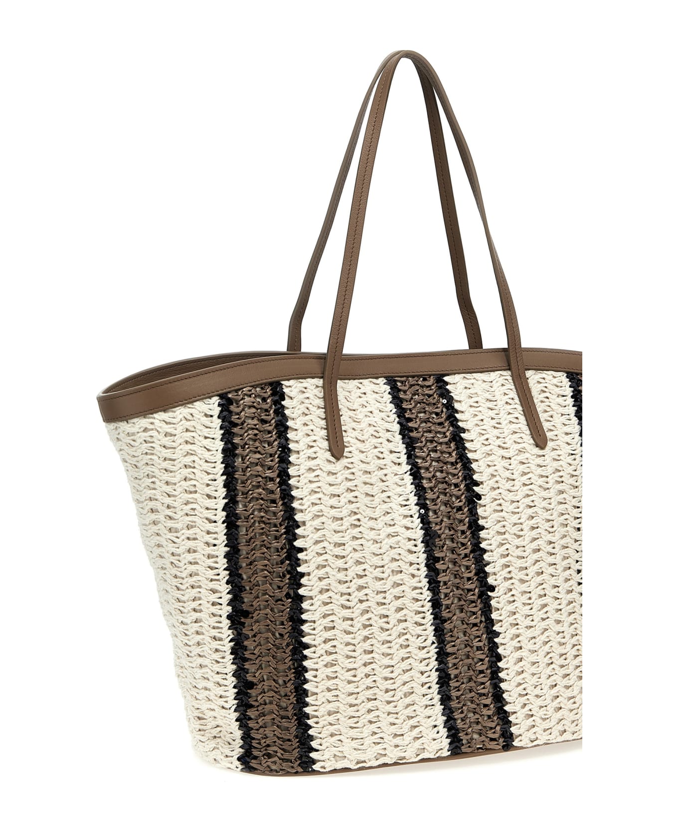 Brunello Cucinelli Jute Striped Shopping Bag - Multicolor