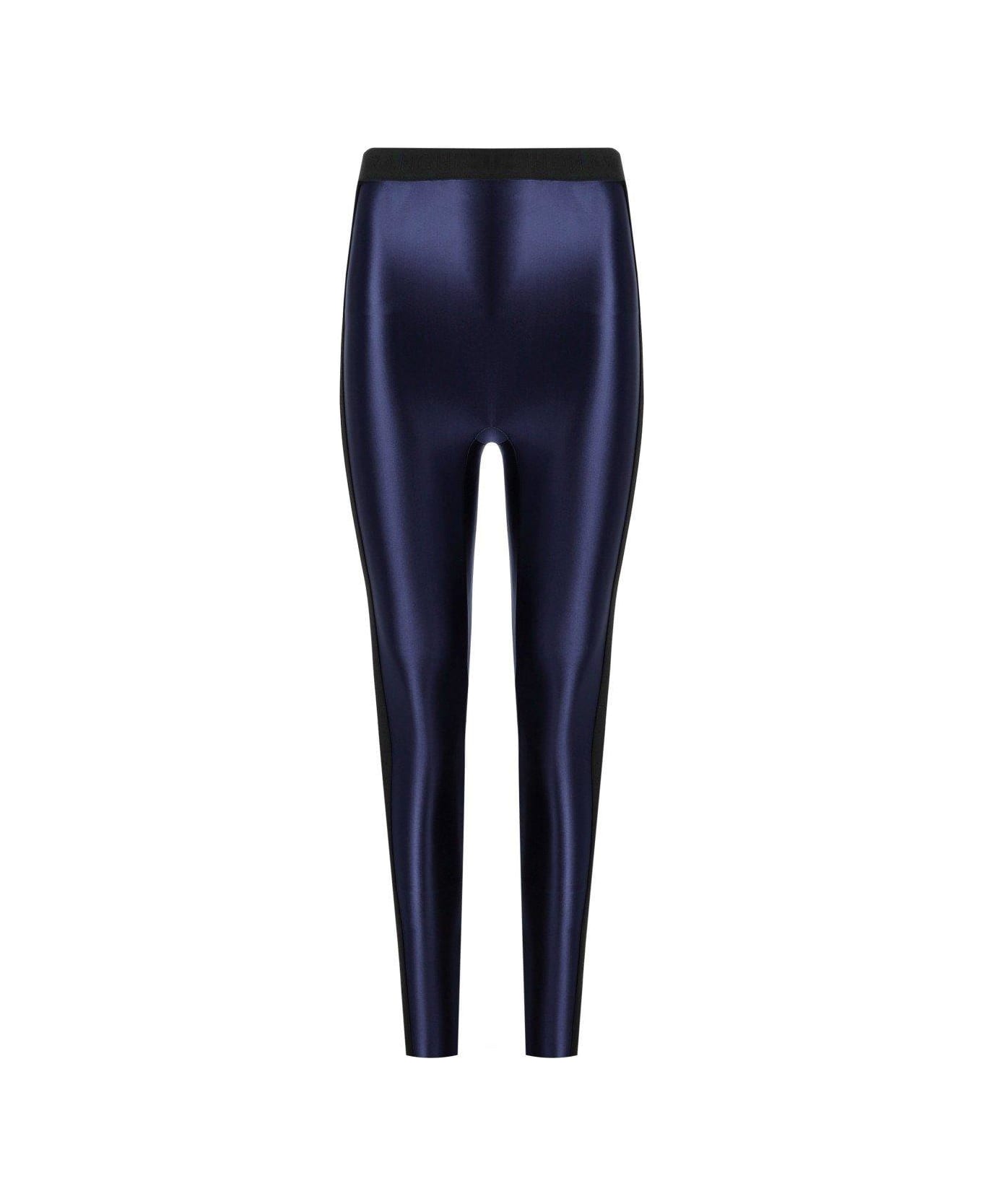 Elisabetta Franchi Logoed Elastic Shiny Leggings - Blu