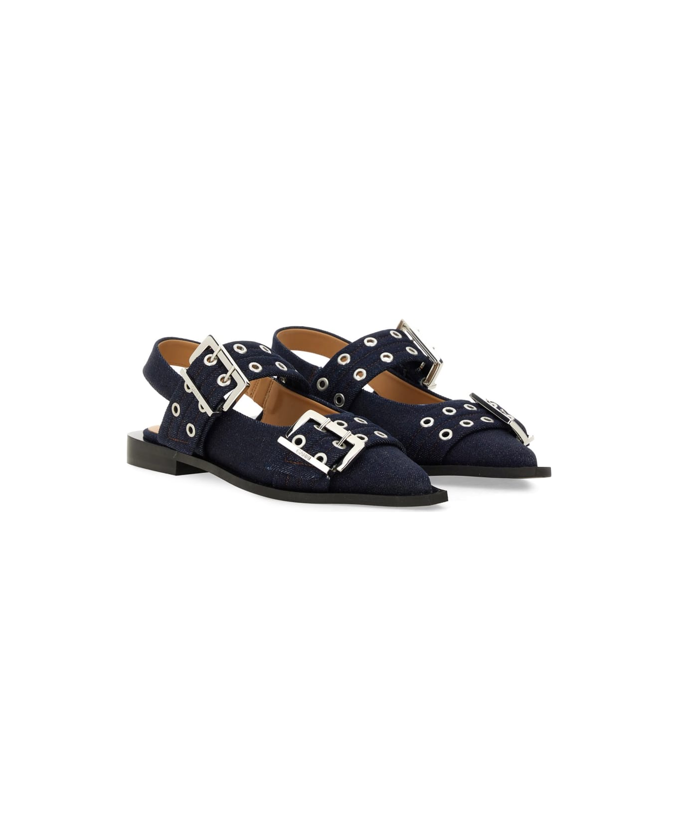Ganni Ballerina With Buckle - DENIM