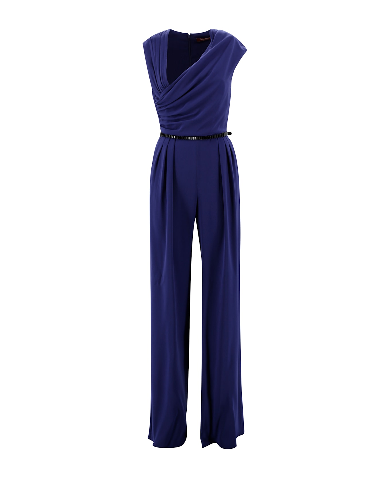 Max Mara Studio Draped Jumpsuit In Cady - Blue