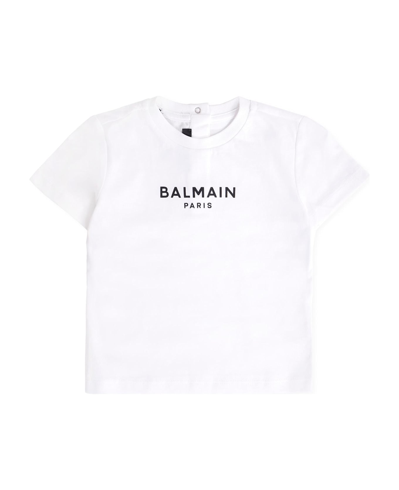 Balmain White T-shirt For Babykids With Logo - White