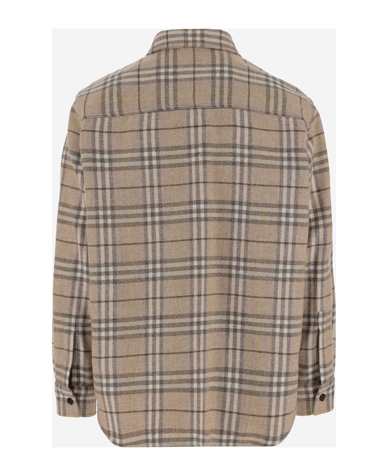 Burberry Check Pattern Wool Shirt - Beige
