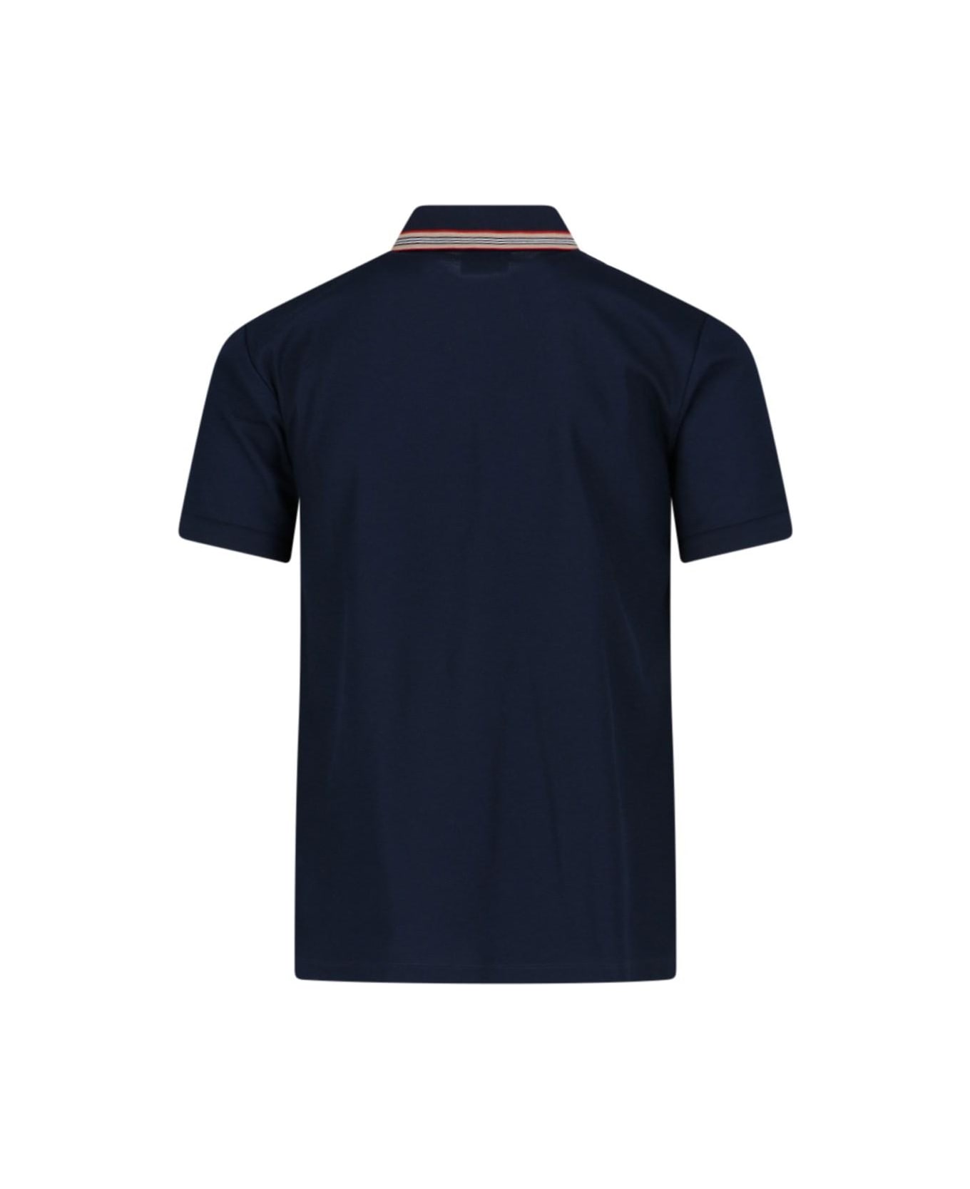 Burberry Striped Detail Polo Shirt - Coal blue