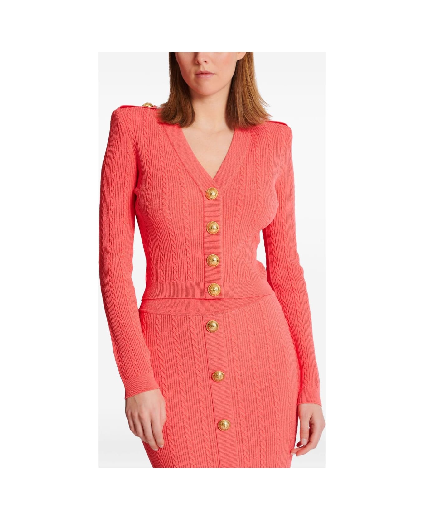 Balmain V-necked Cardigan - Orange