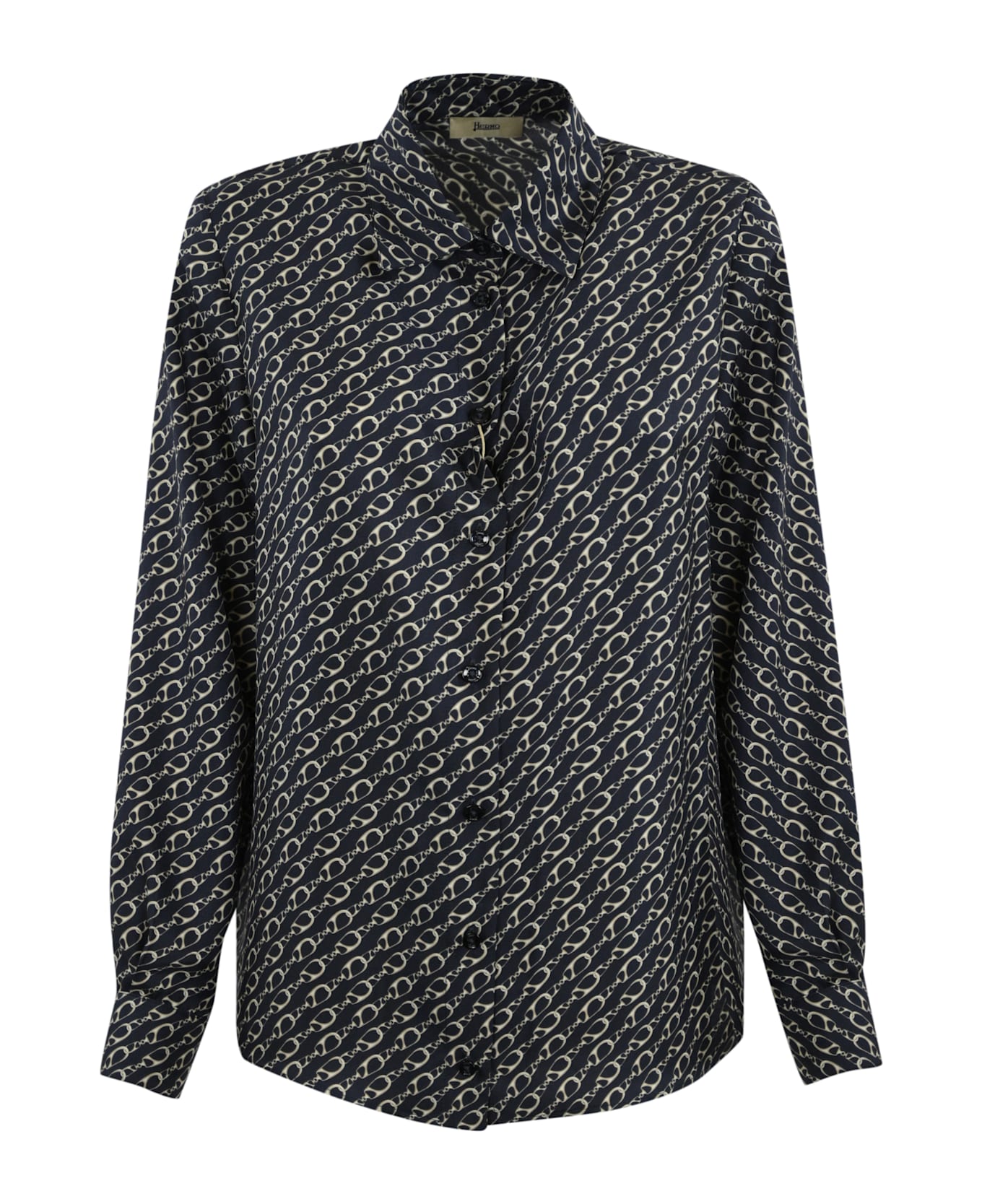 Herno Silk Shirt With Print - Blu
