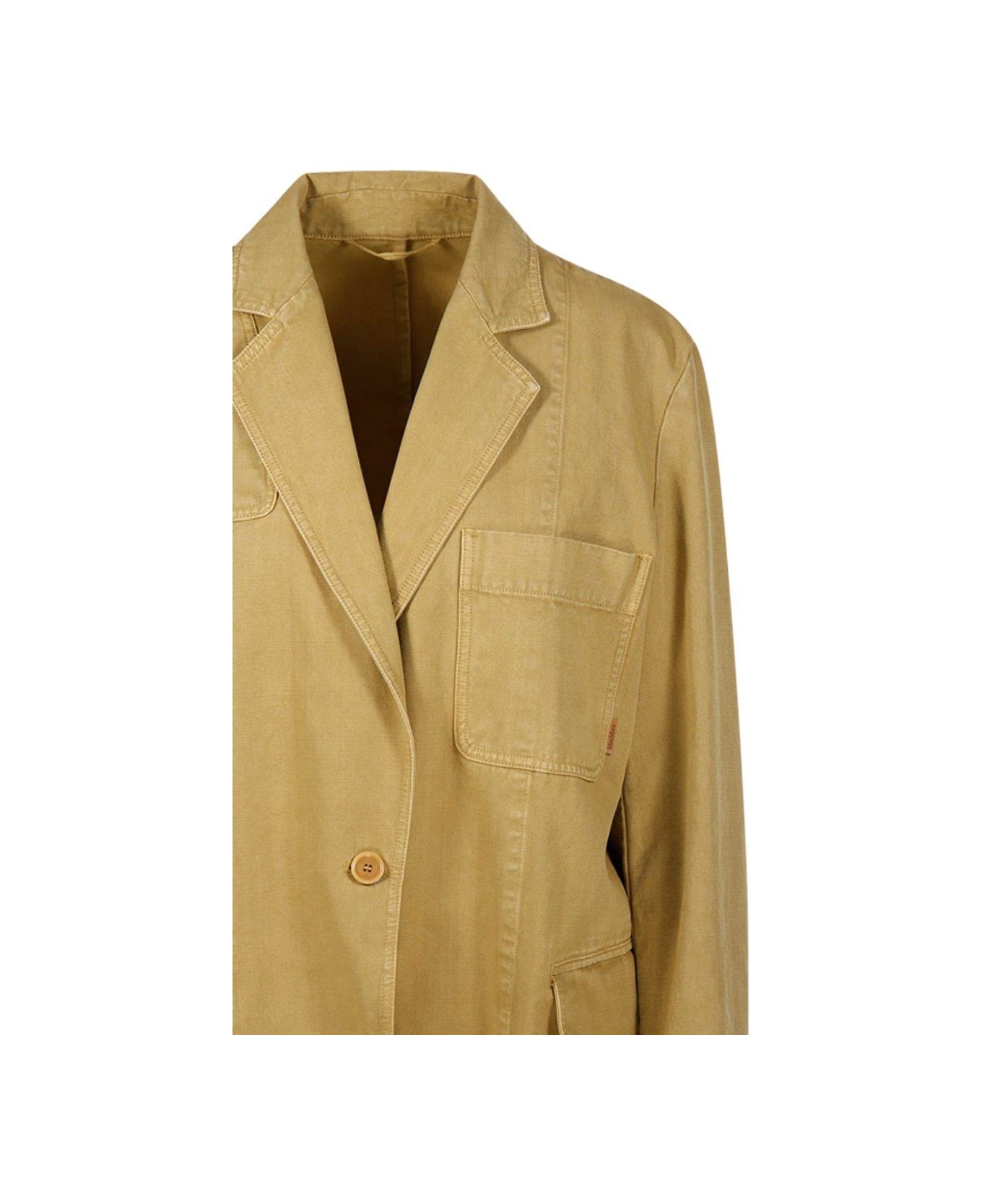 Max Mara Single-breasted Long-sleeved Jacket - Yellow コート