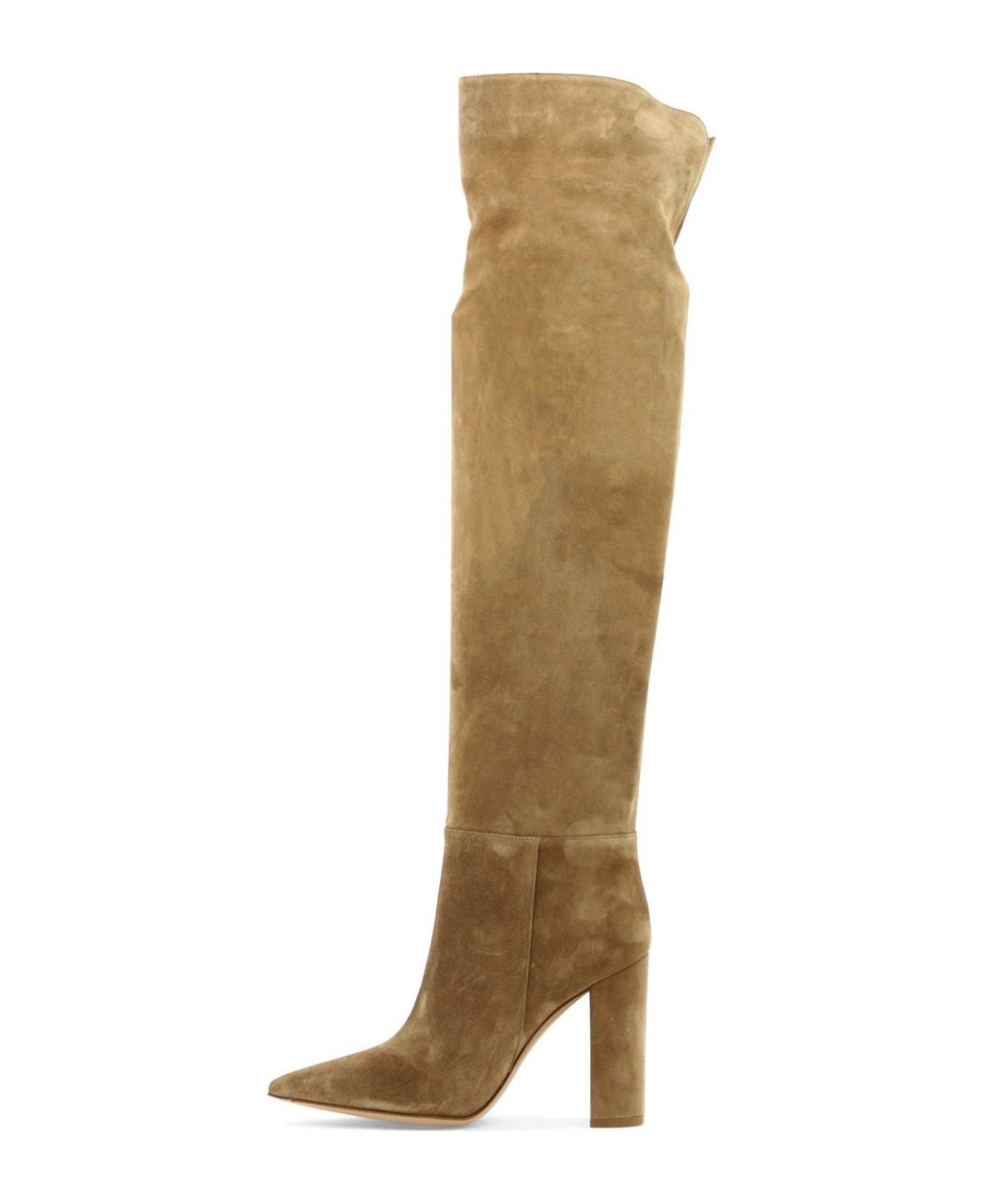 Gianvito Rossi Pointed-toe Heeled Boots - CAMEL