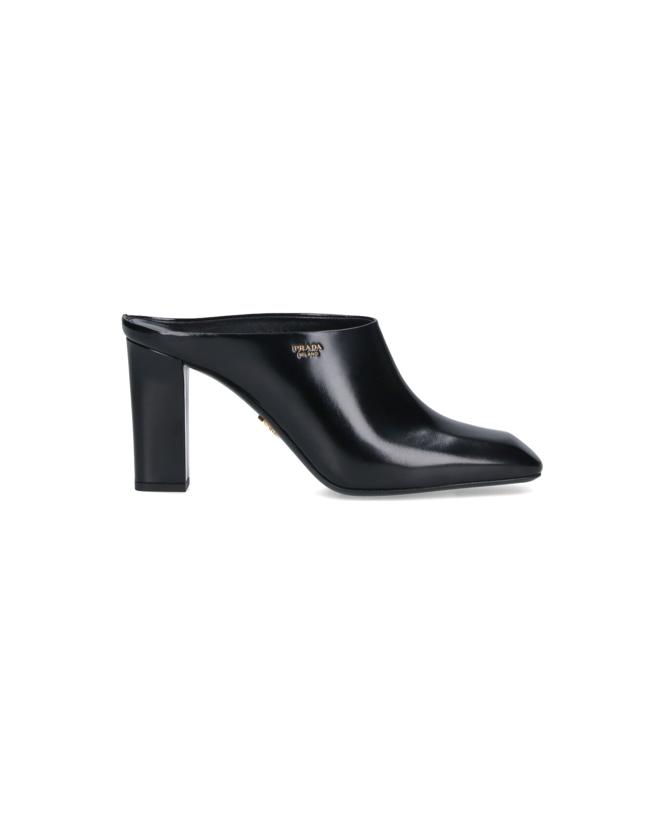 Prada Logo Sabots - Black  