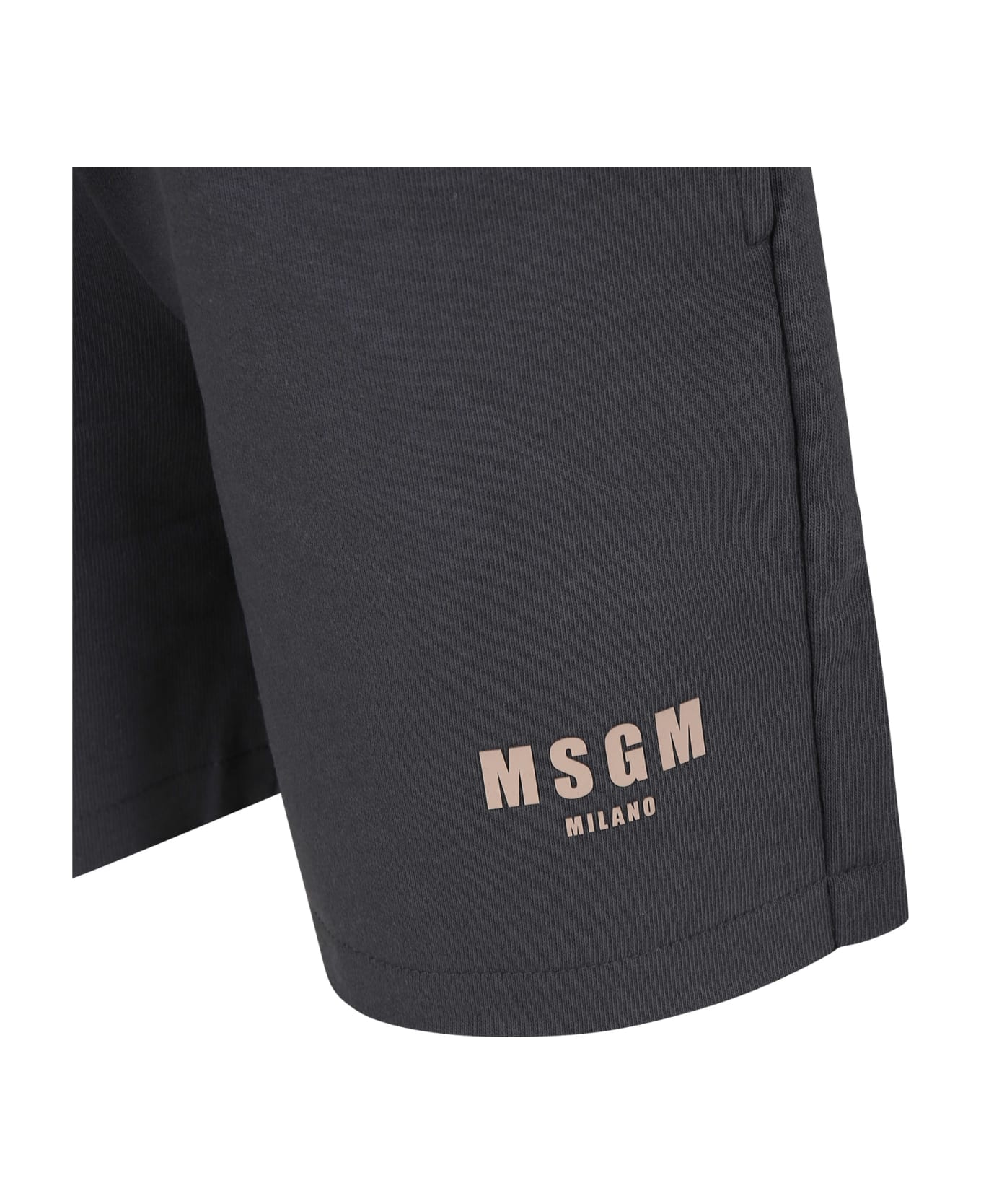 MSGM Grey Shorts For Boy With Logo - Grey ボトムス