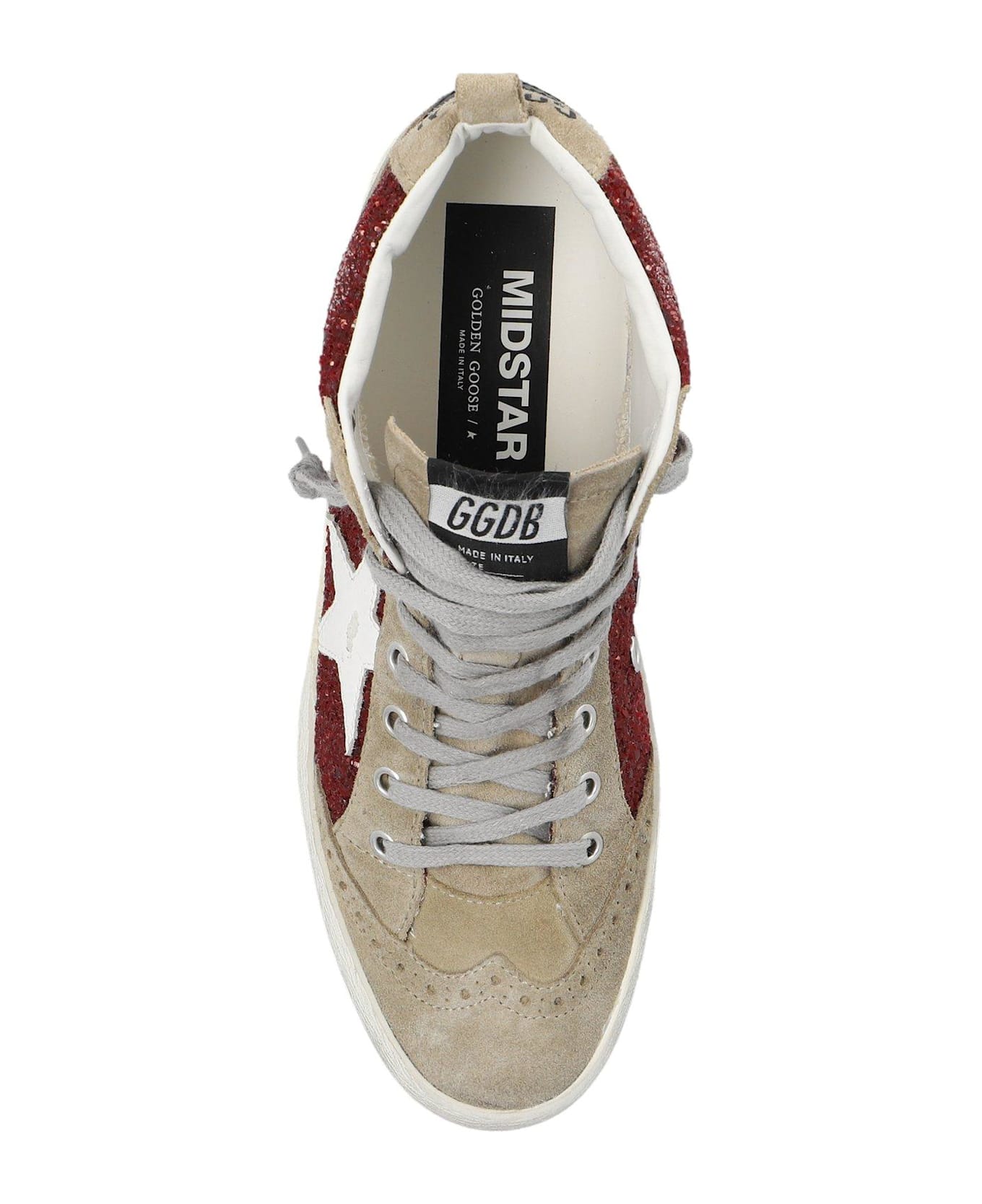 Golden Goose Mid Star Classic High-top Sneakers - DARK RED/TAUPE/WHITE/BLACK