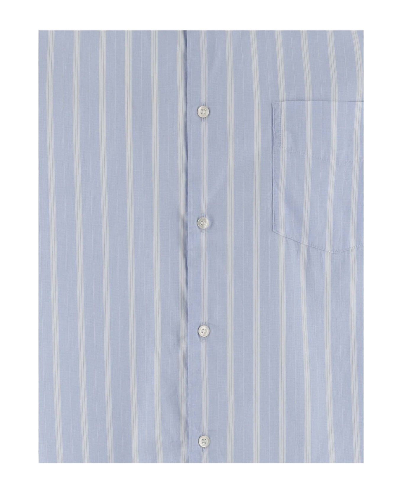 Aspesi Cotton Shirt With Striped Pattern - azzurra シャツ